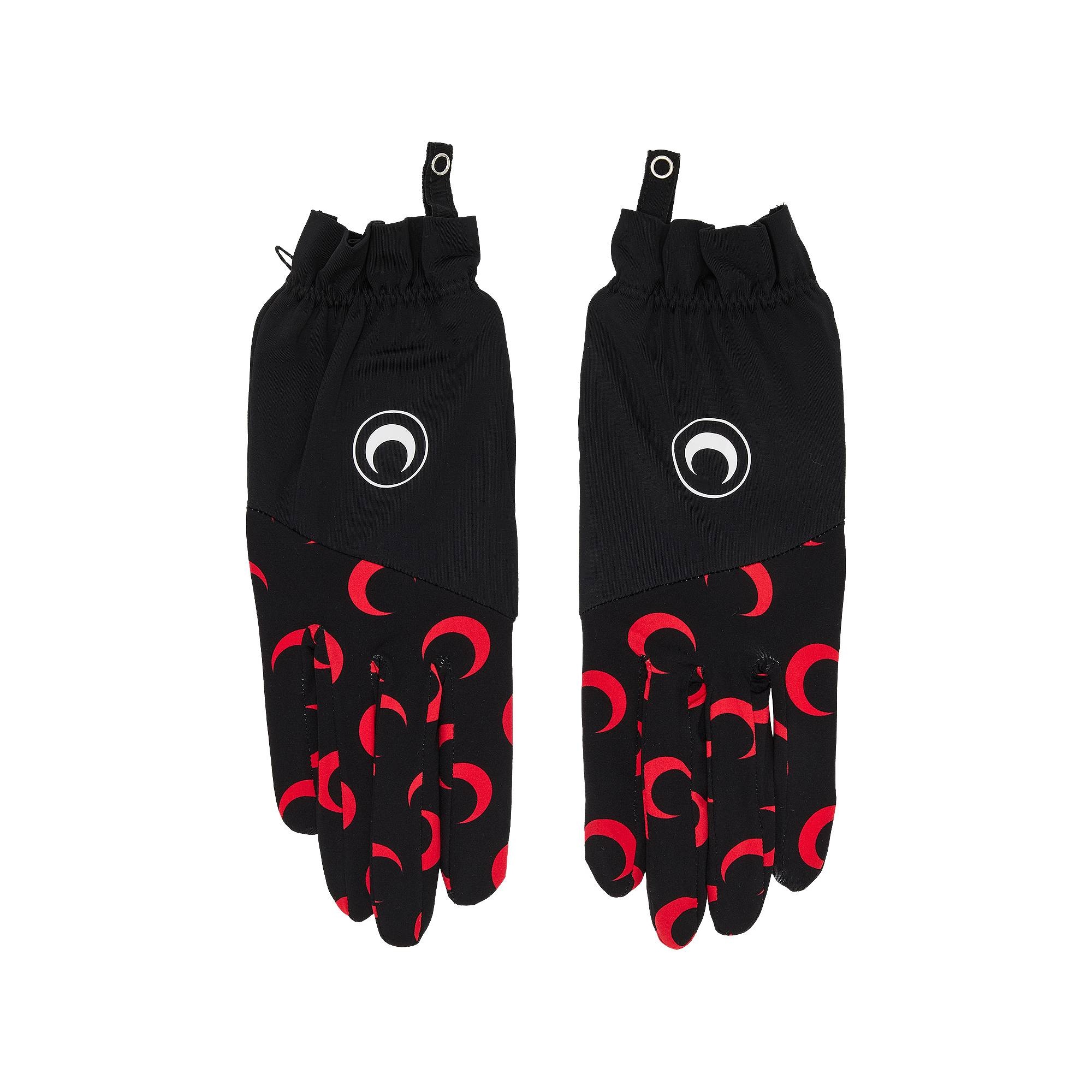 Marine Serre Color Block Moon Logo Print Gloves 'Black/Red' - 1