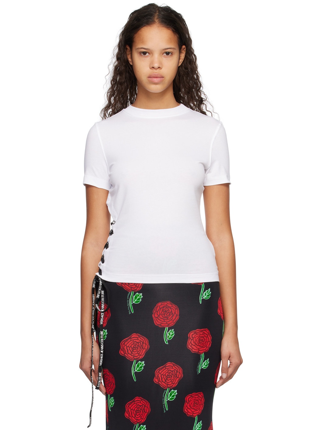White Lace-Up T-Shirt - 1