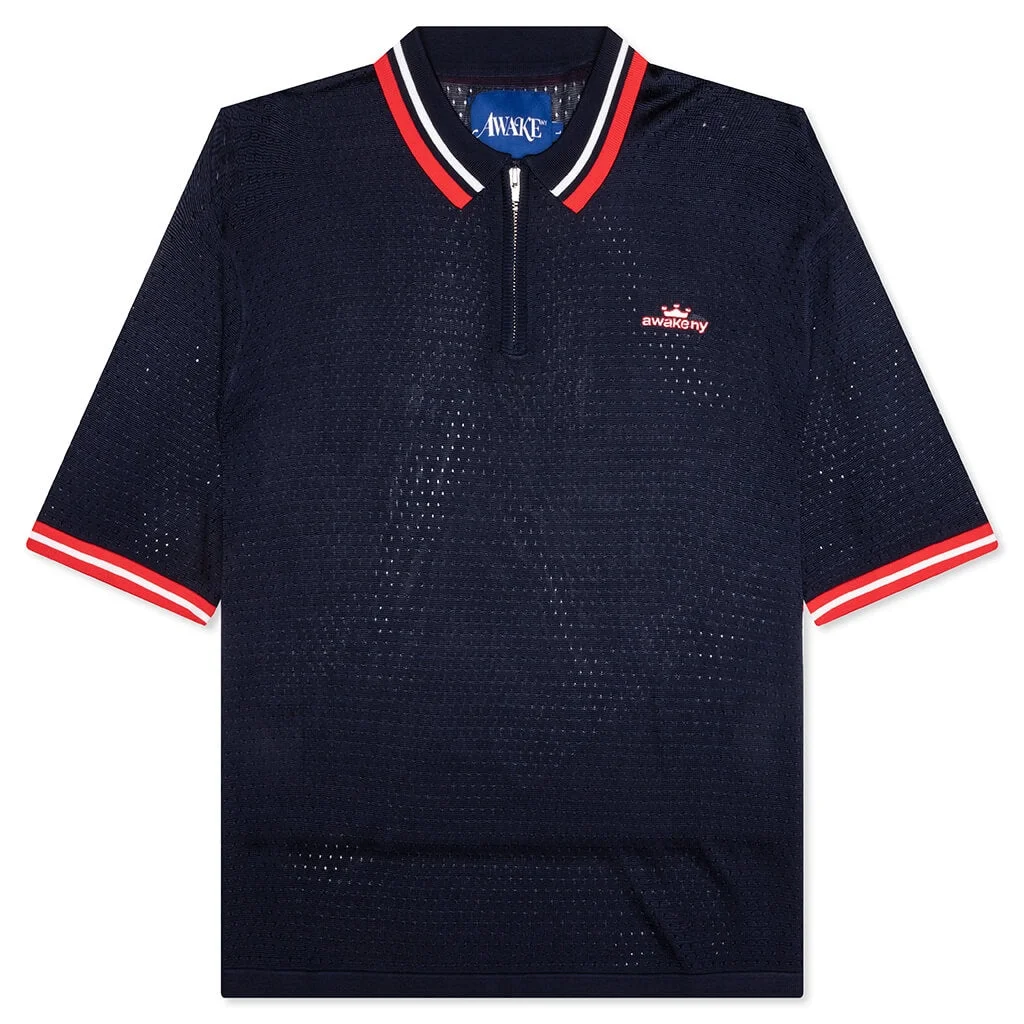MESH POLO - NAVY - 1