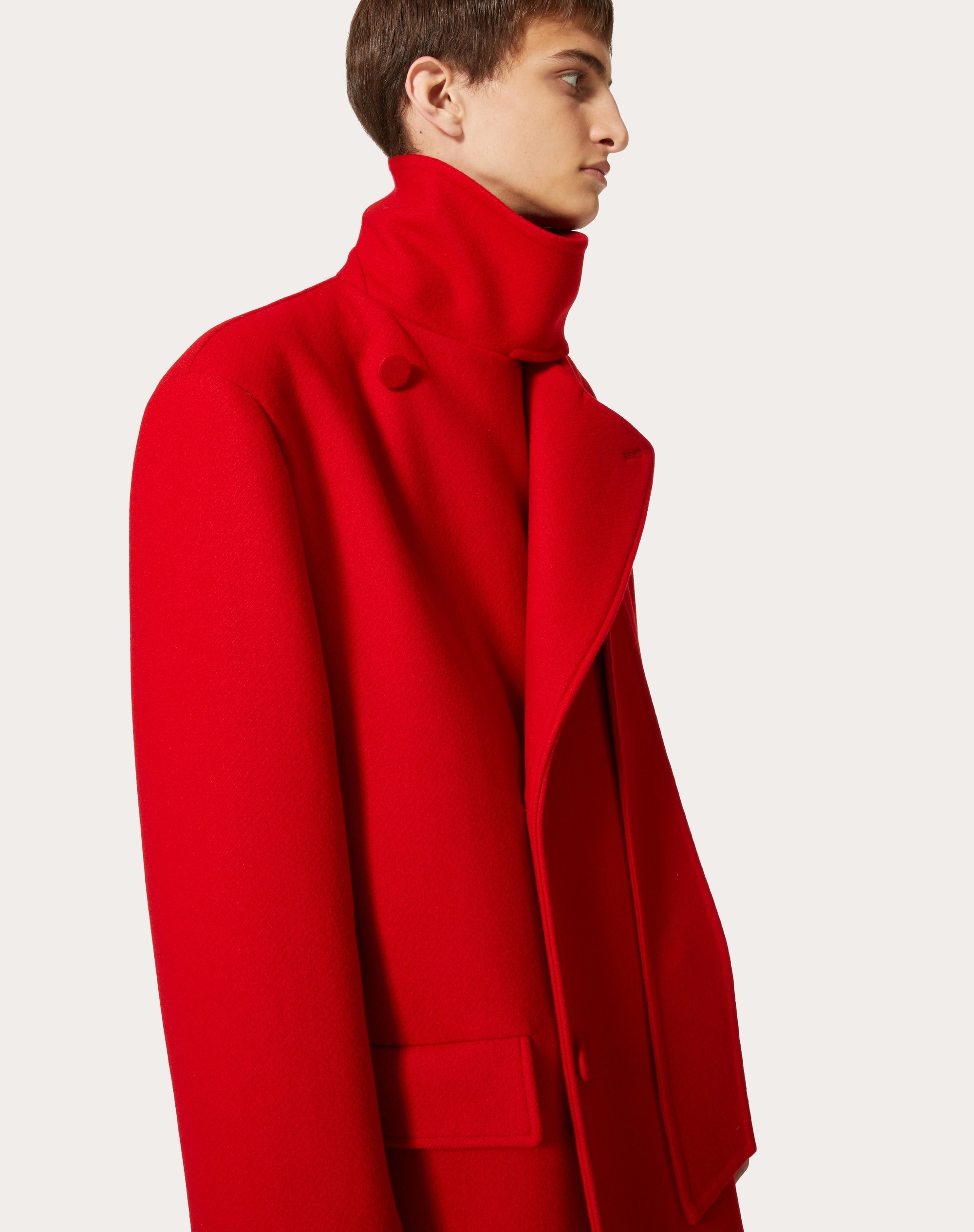 DOUBLE-BREASTED WOOL COAT WITH SCARF COLLAR - 5