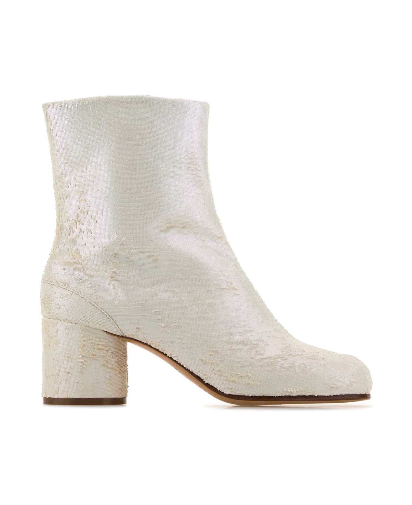 White Leather Tabi Ankle Boots - 1