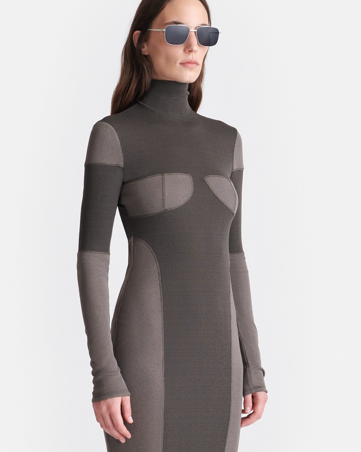 Patchwork Mesh Jersey Midi Dress - 2
