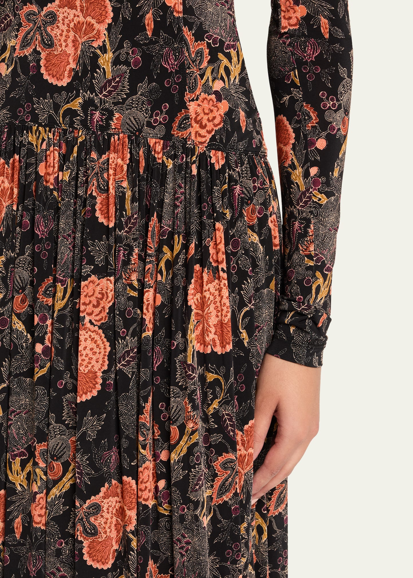 Amal Printed Long-Sleeve Jersey Maxi Dress - 5