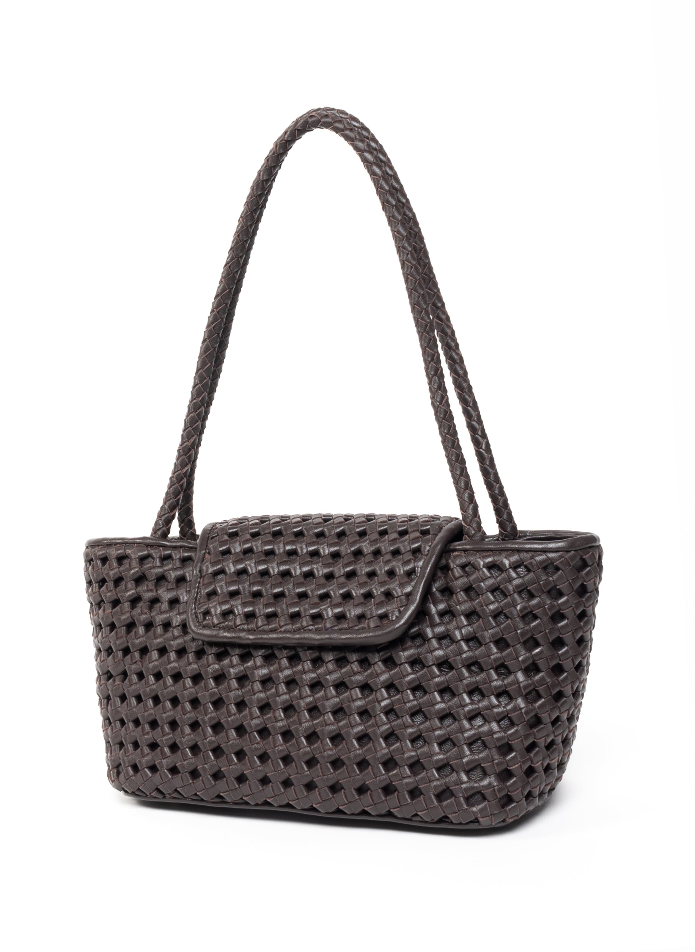 Courrier Tote Woven Leather Dark Brown - 2