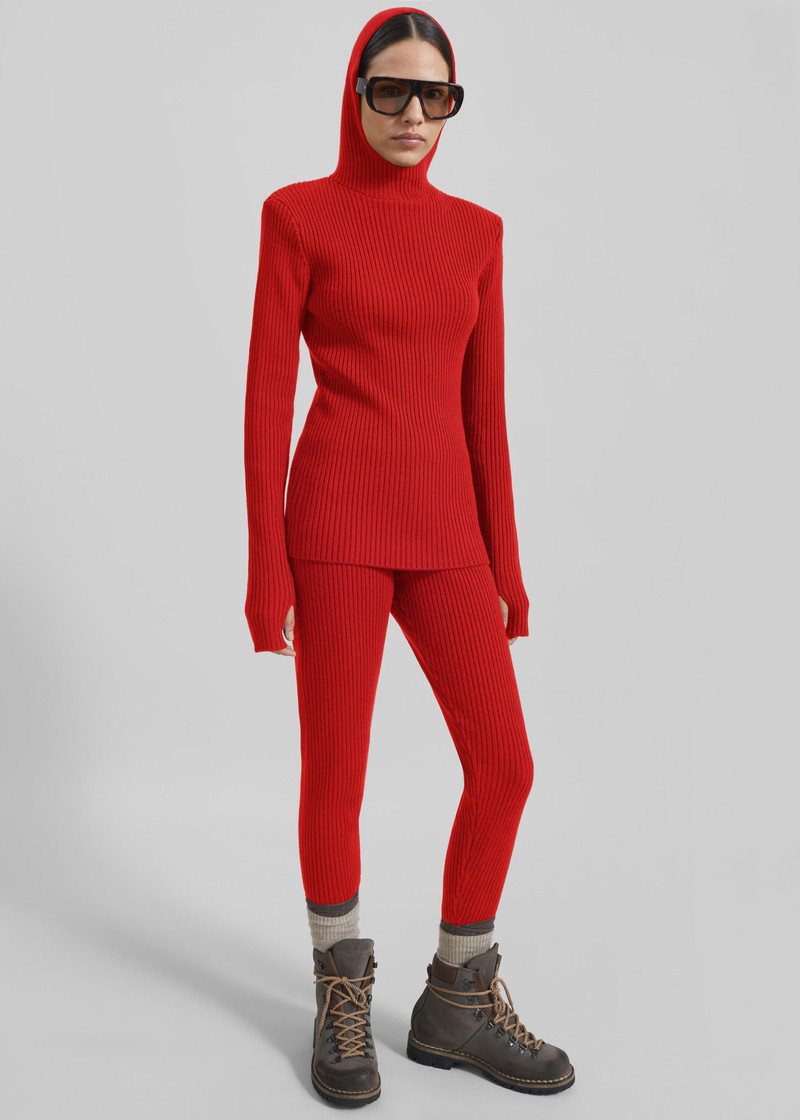 Piuma Knit Stirrup Leggings - Red 5