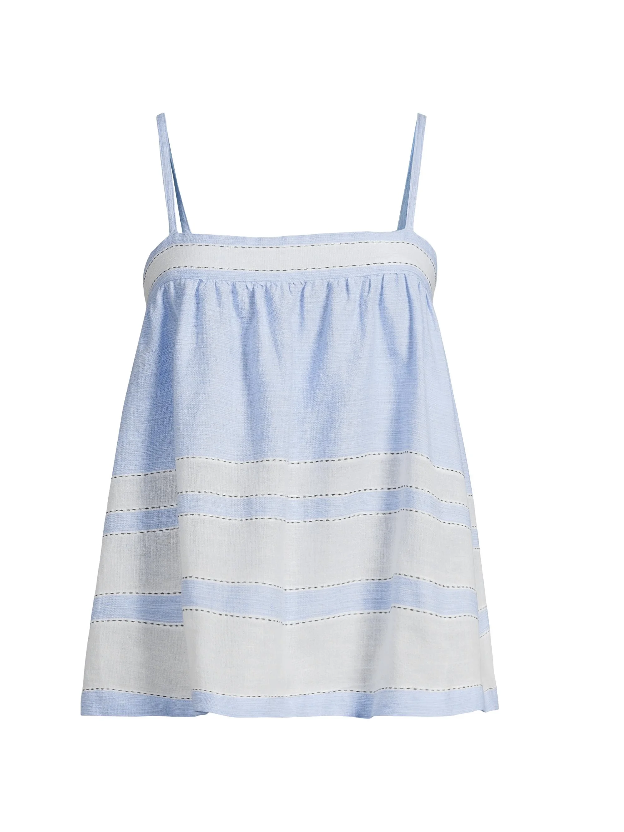 Women's Thea Handwoven-Jacquard Cotton-Blend Tank - Debre Sky - 1