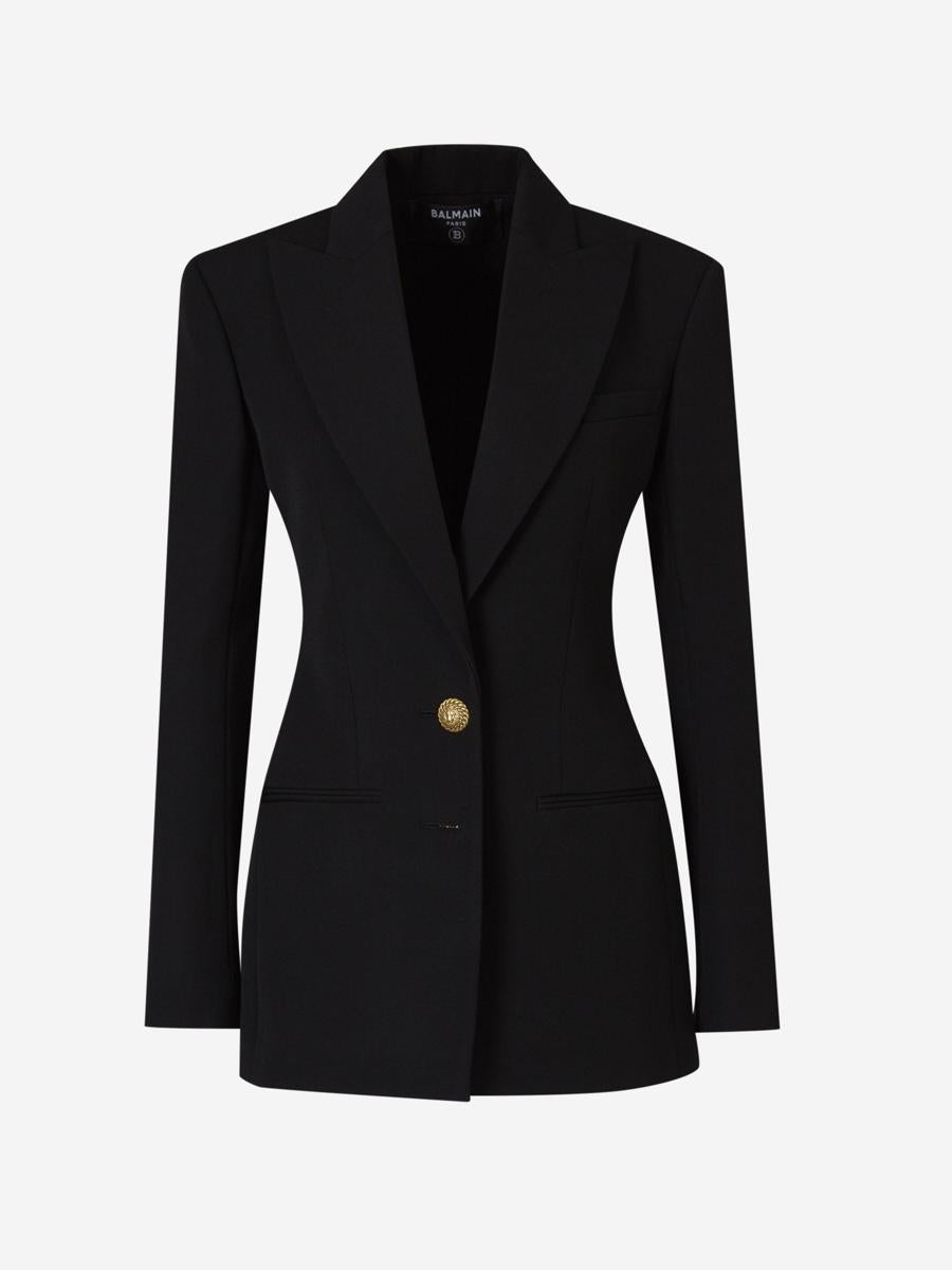 BALMAIN PLAIN WOOL BLAZER - 1