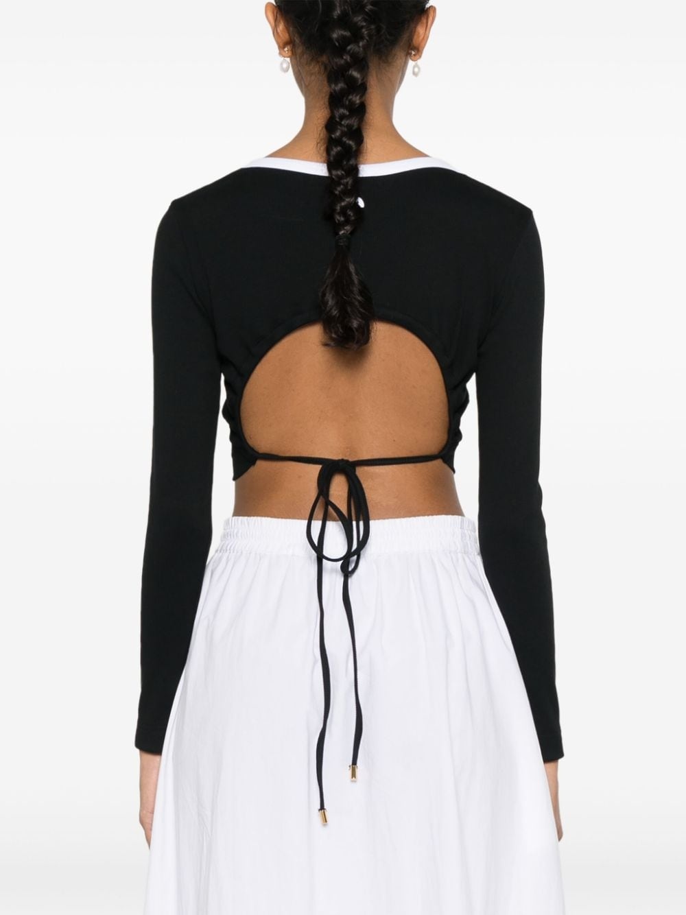logo-appliquÃ© ribbed crop top - 4