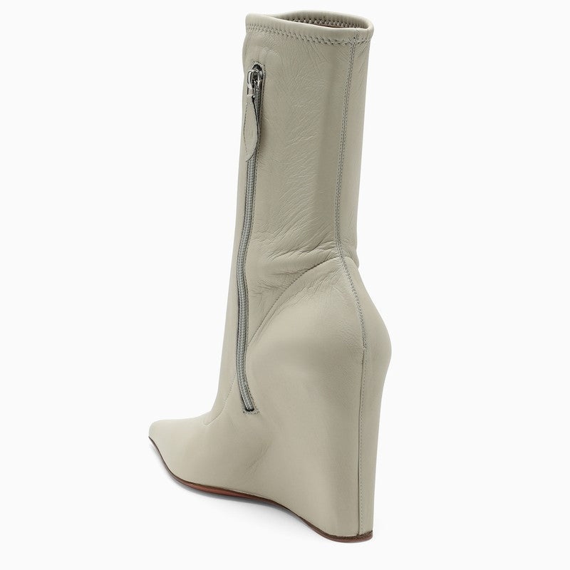 Amina Muaddi White Leather Danielle Wedge Boots Women - 4