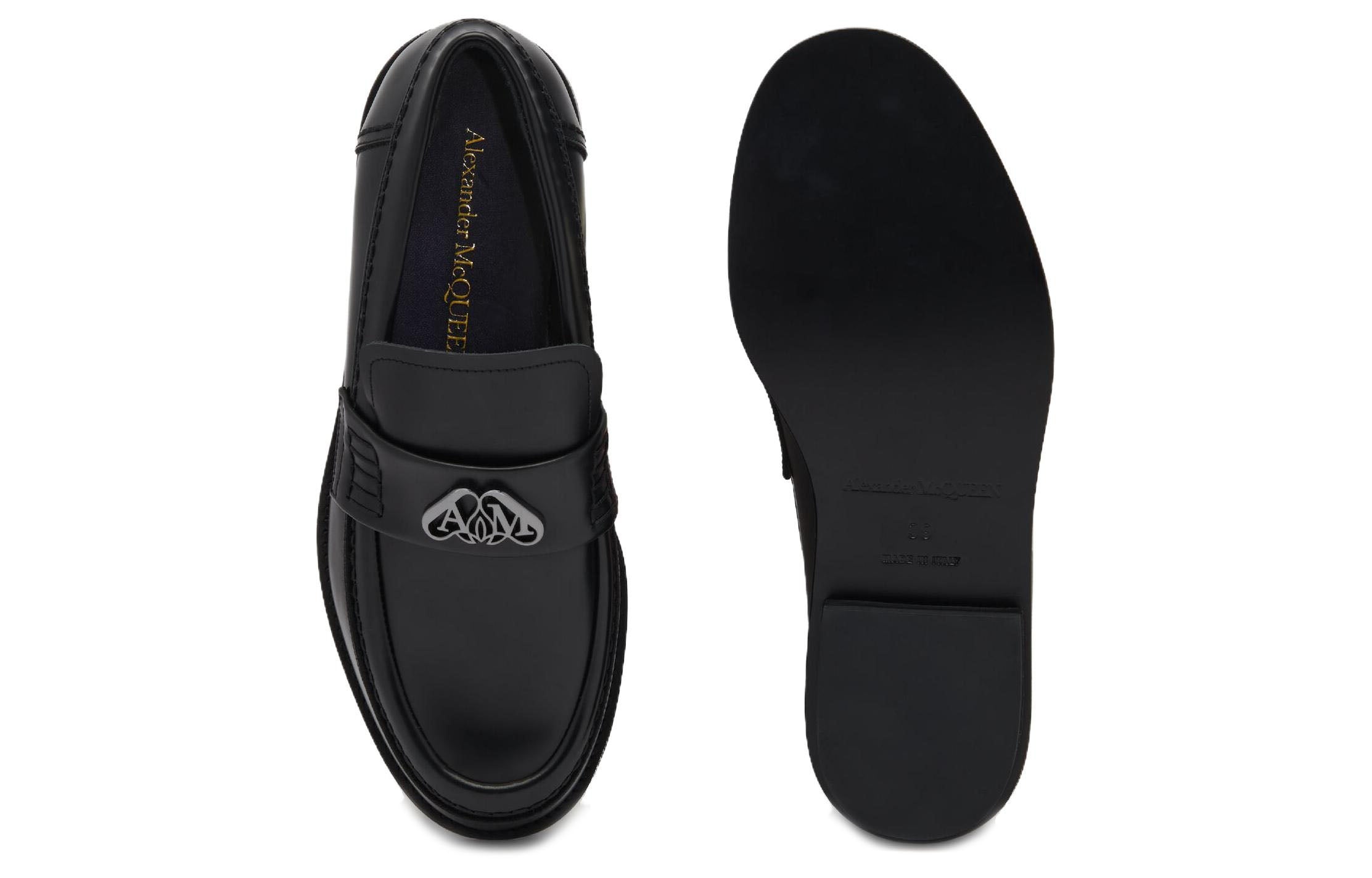 (WMNS) Alexander McQueen Seal Loafer 'Black Gun Metal 783218WIES31081 - 4