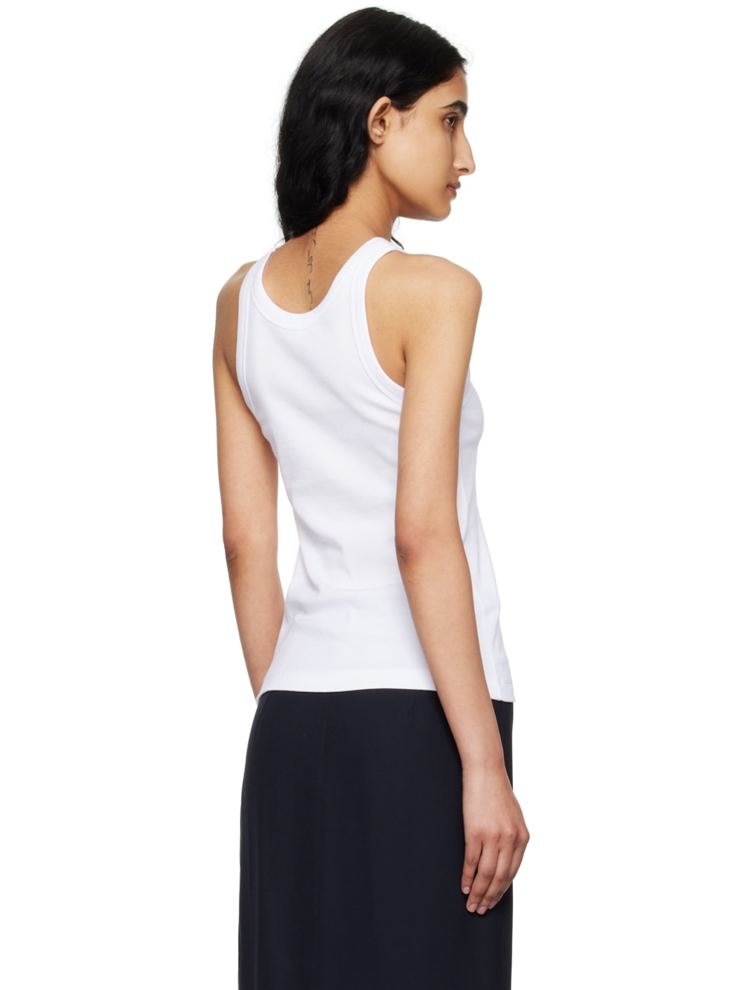 White Curved Tank Top - 3