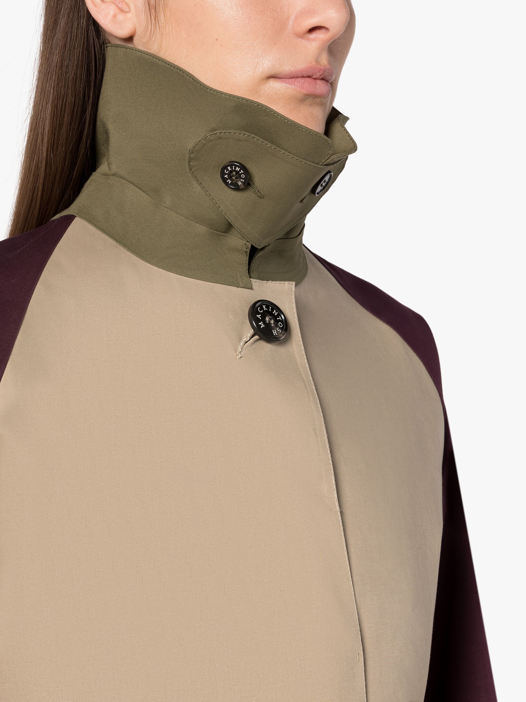 KNIGHTWOODS FAWN COLOUR BLOCK BONDED COTTON TRENCH COAT - 5