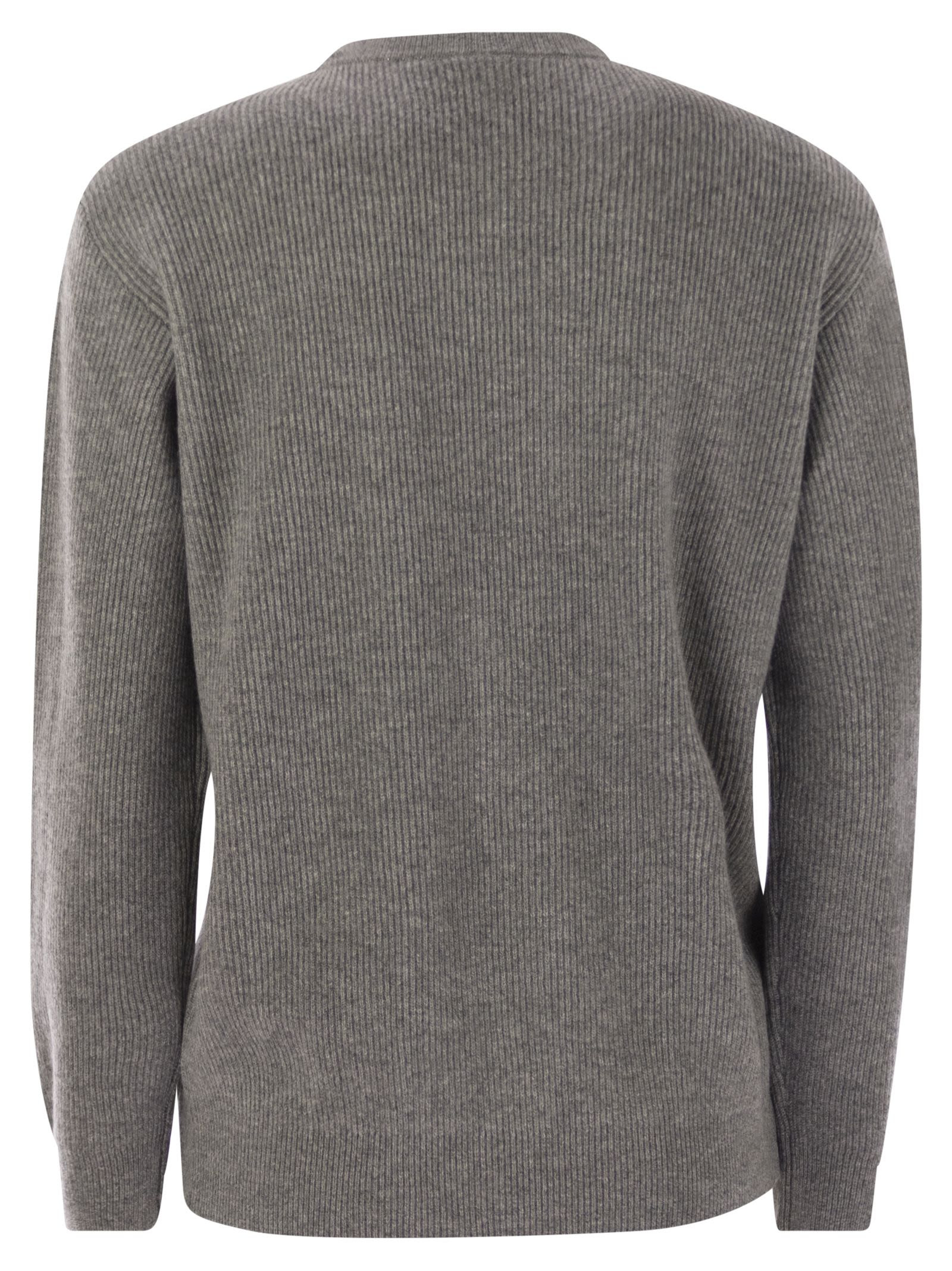 Brunello Cucinelli Women English Rib Cashmere Sweater With Monile - 2