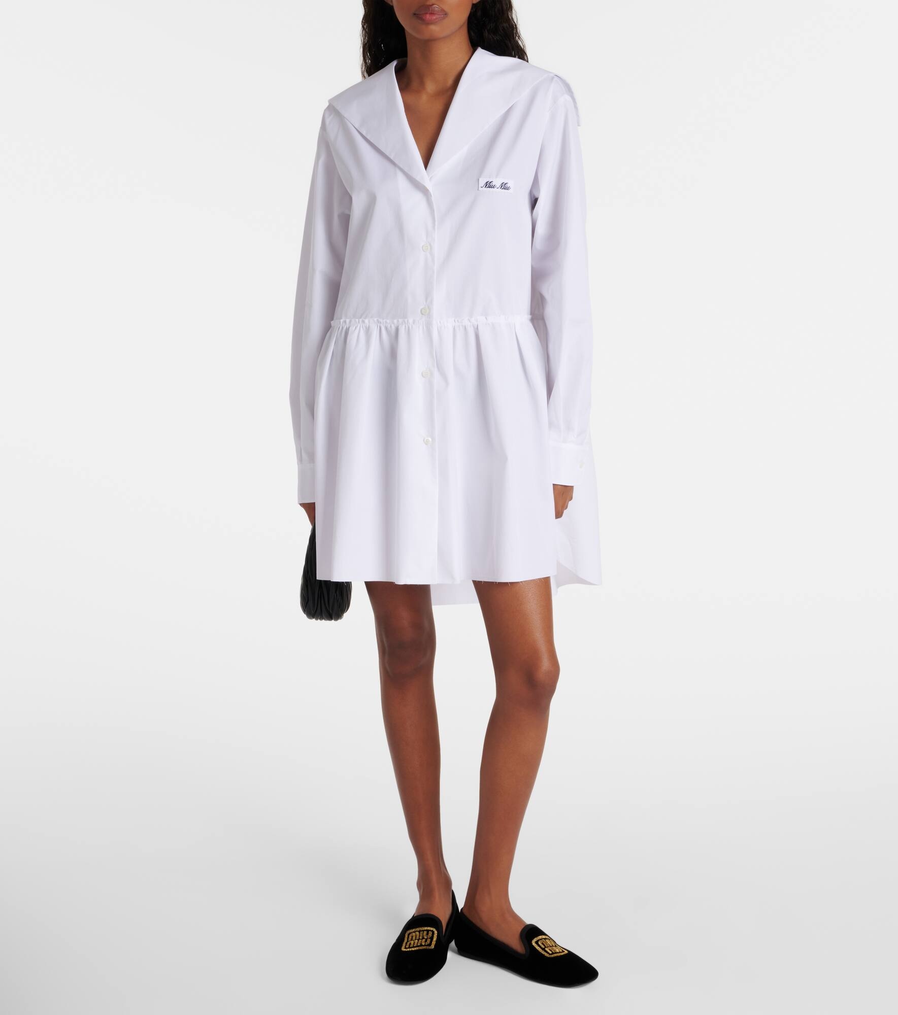 Gathered cotton poplin shirt dress - 2