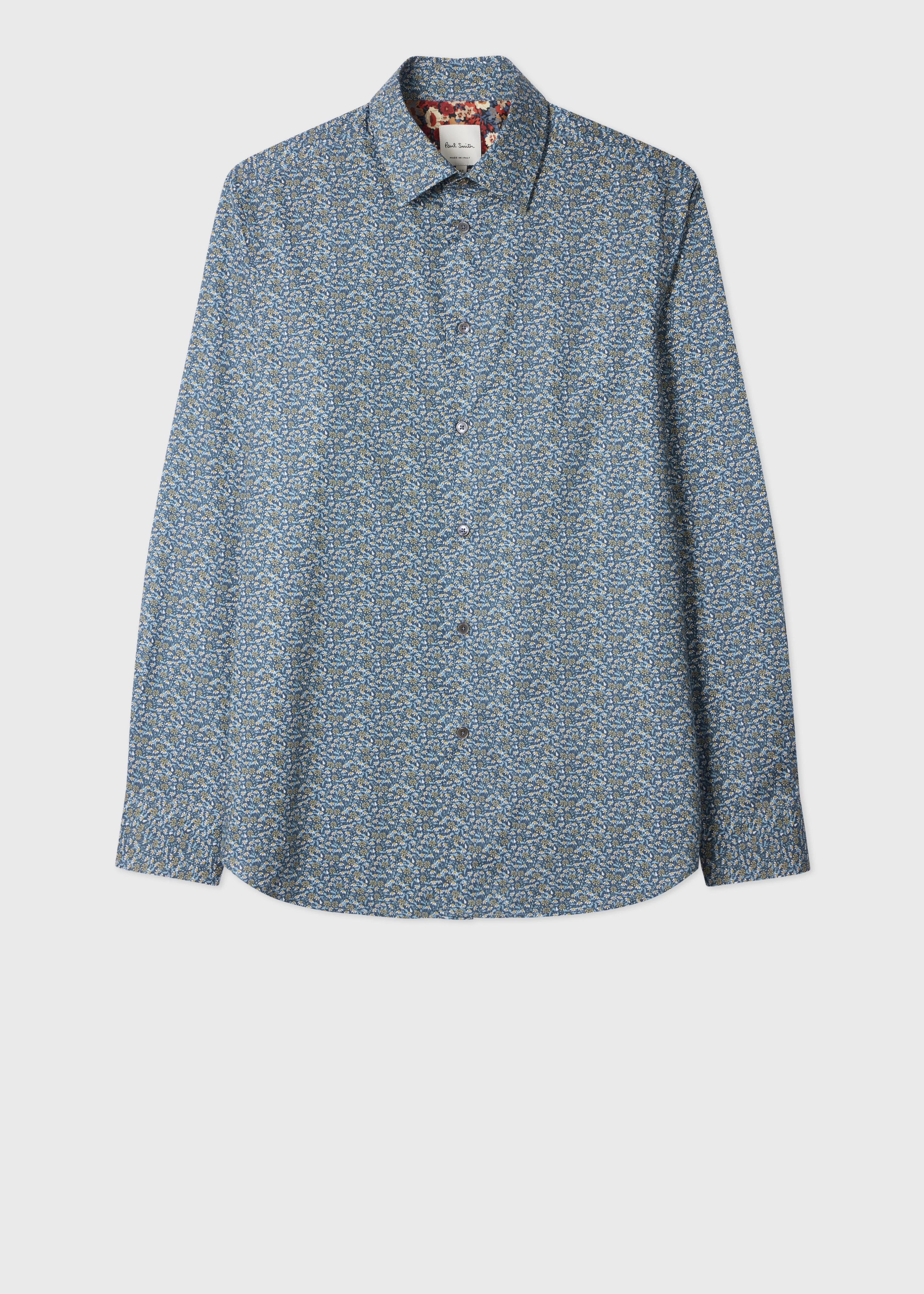 Regular-Fit Dark Blue 'Liberty Floral' Print Shirt - 1