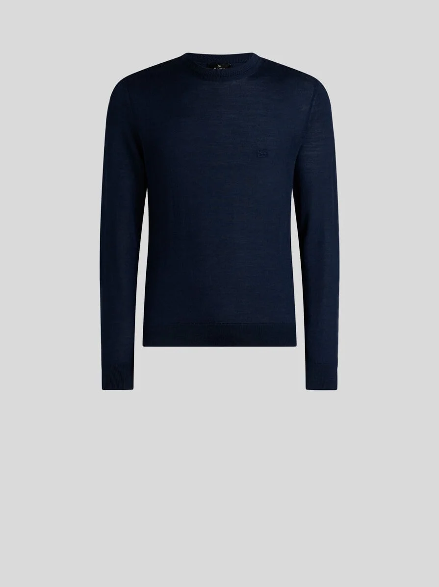 WOOL AND SILK SWEATER WITH PEGASO EMBROIDERY - 1
