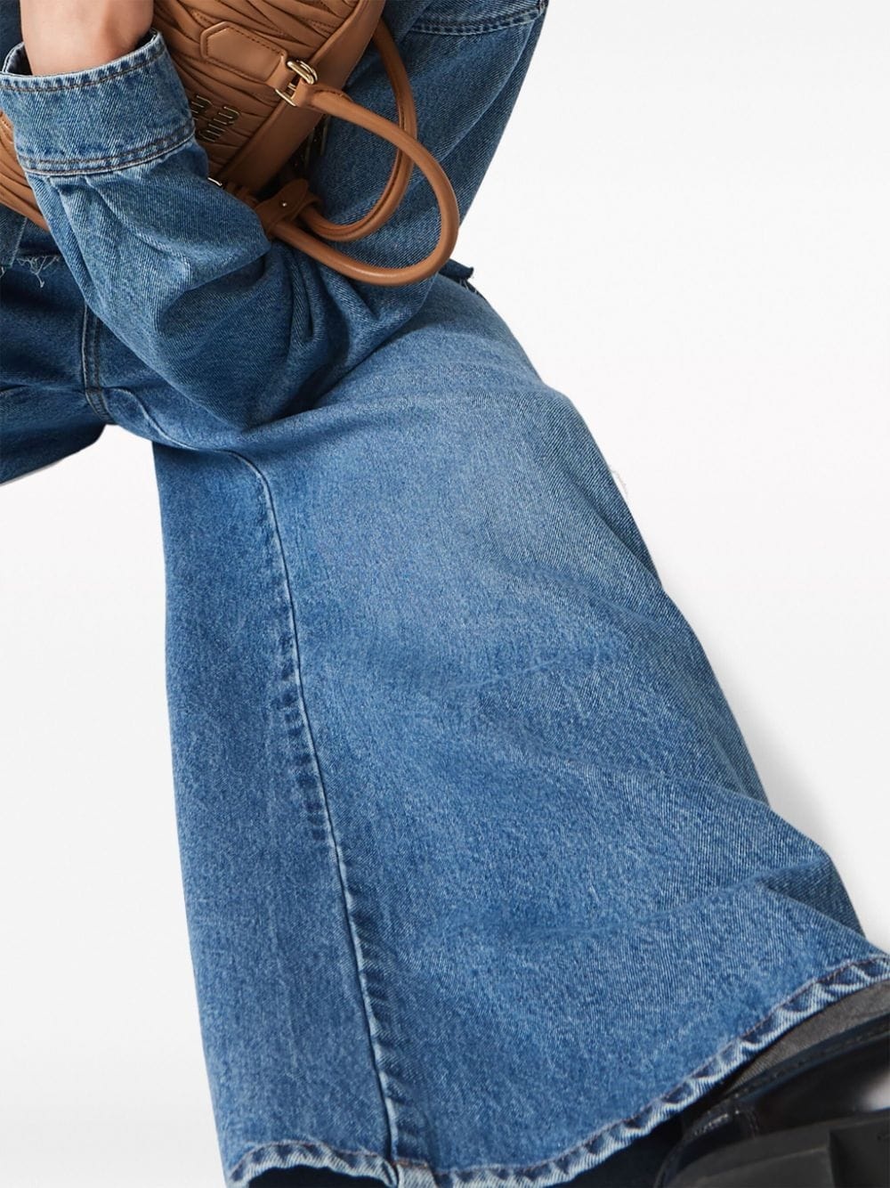 logo-embroidered mid-rise wide-leg jeans - 3