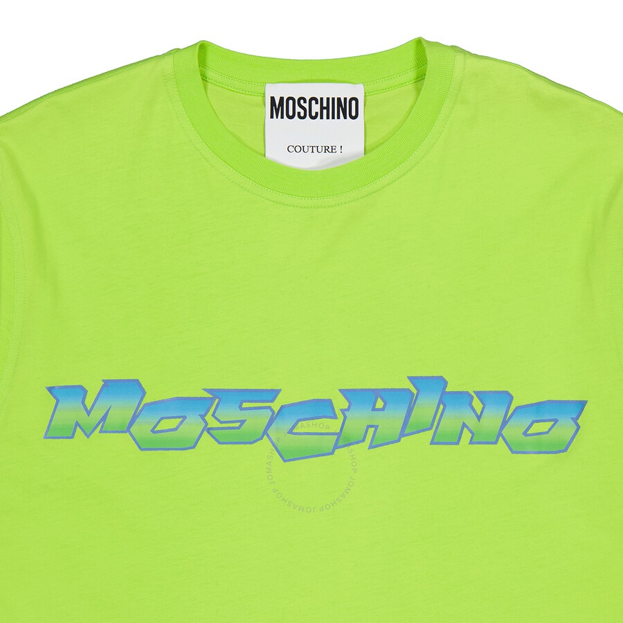 Moschino Green Logo Print Regular Cotton T-Shirt - 7