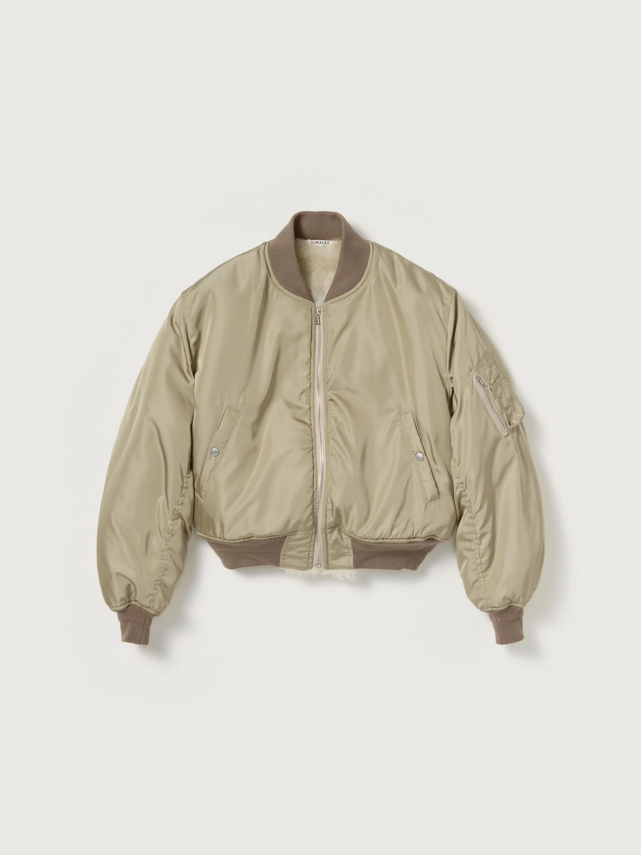 SILK TWILL FLIGHT BLOUSON / MERINO MOUTON LINING - 1