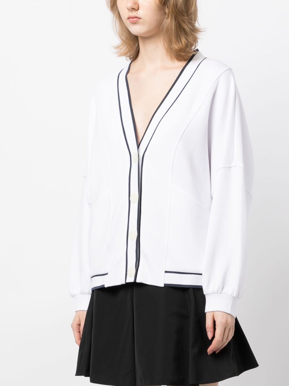 two-tone striped buttoned cardigan - 3