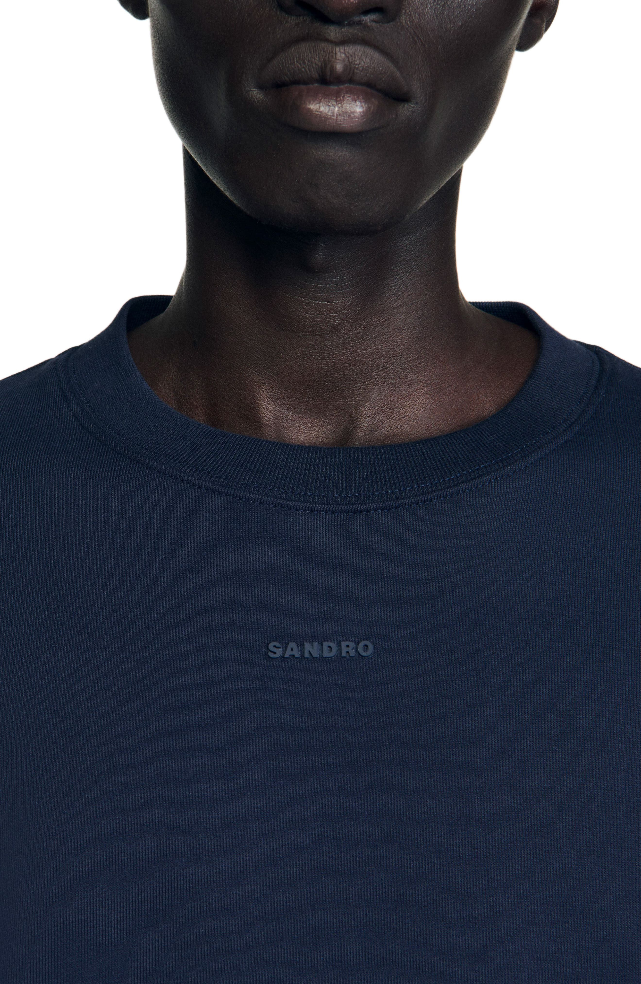 SANDRO Logo sweatshirt in Midnight Blue at Nordstrom - 4