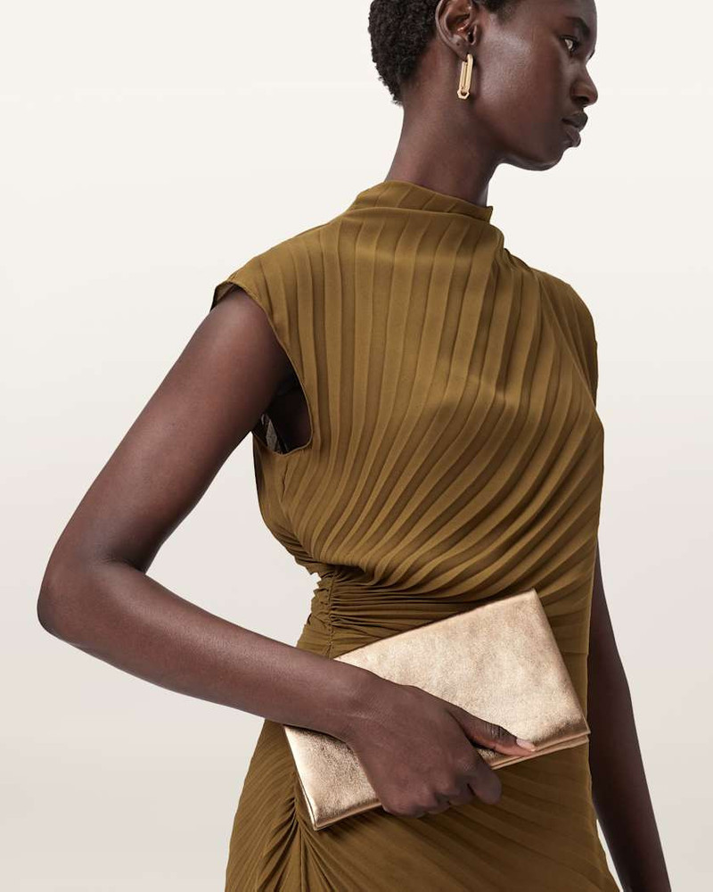 ALLSAINTS HARLUNA LEATHER CLUTCH BAG outlook