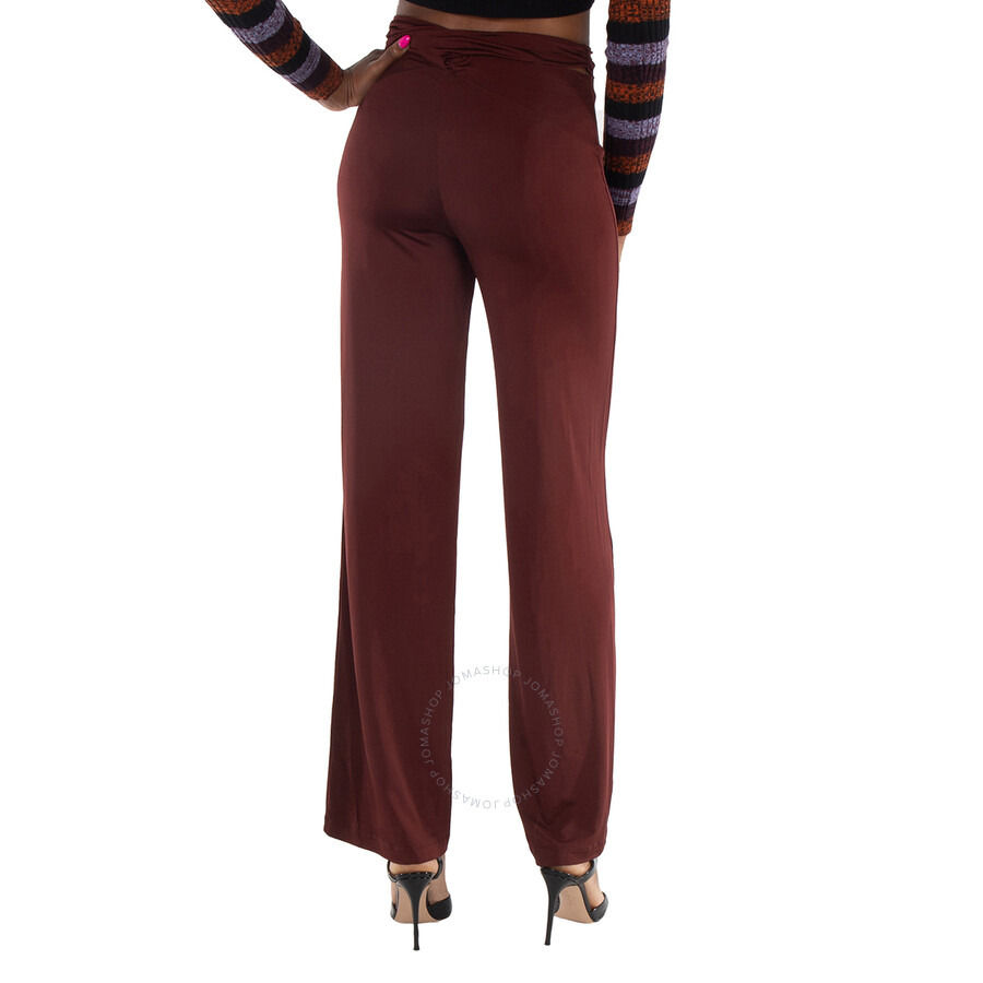 Marine Serre Ladies Brown Cross-Waist Fluid Trousers - 3
