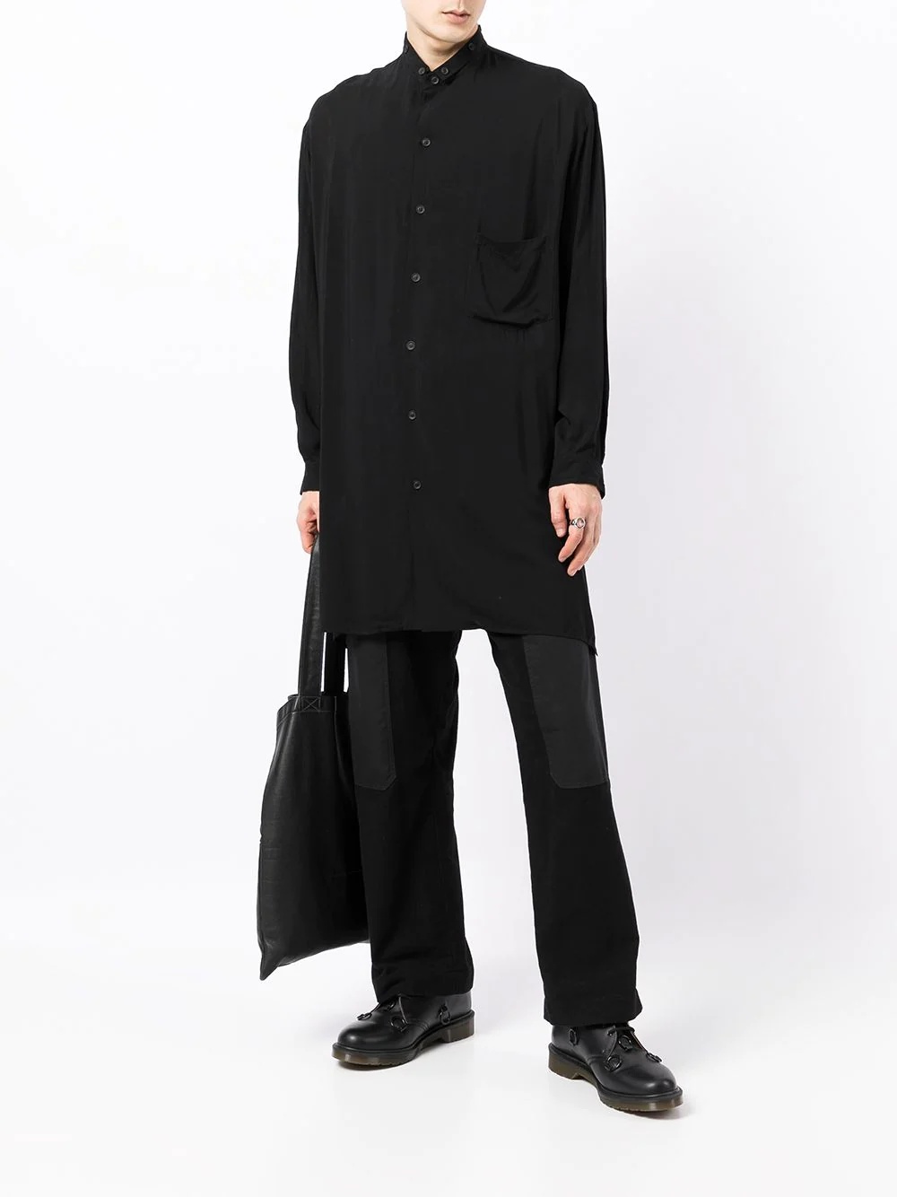 band-collar oversized shirt - 2