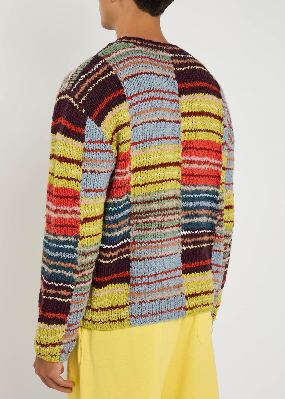 The Elder Statesman Patchwork Striped Knit Sweatshirt - 3