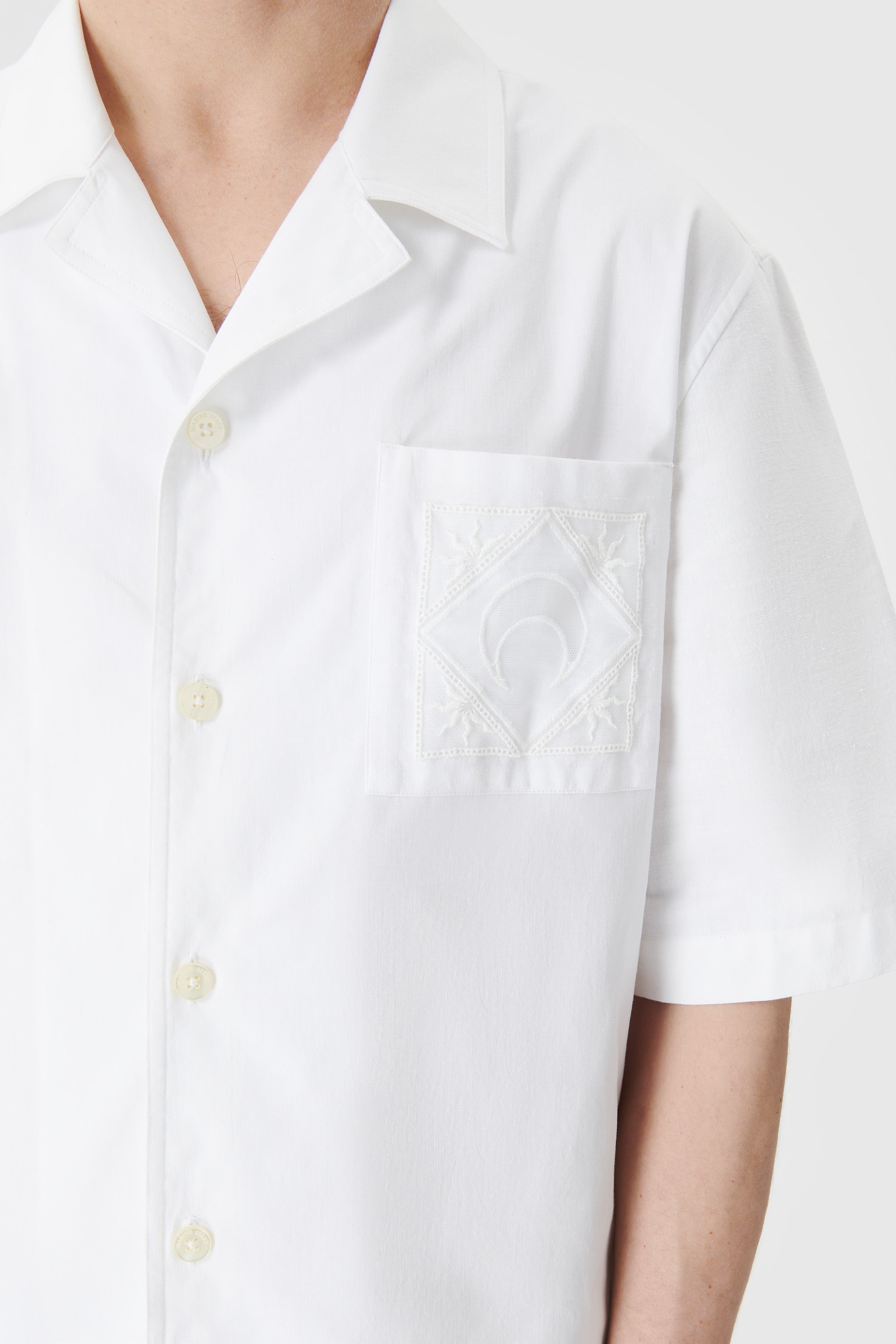 REGENERATED HOUSEHOLD LINEN BOWLING SHIRT - 4