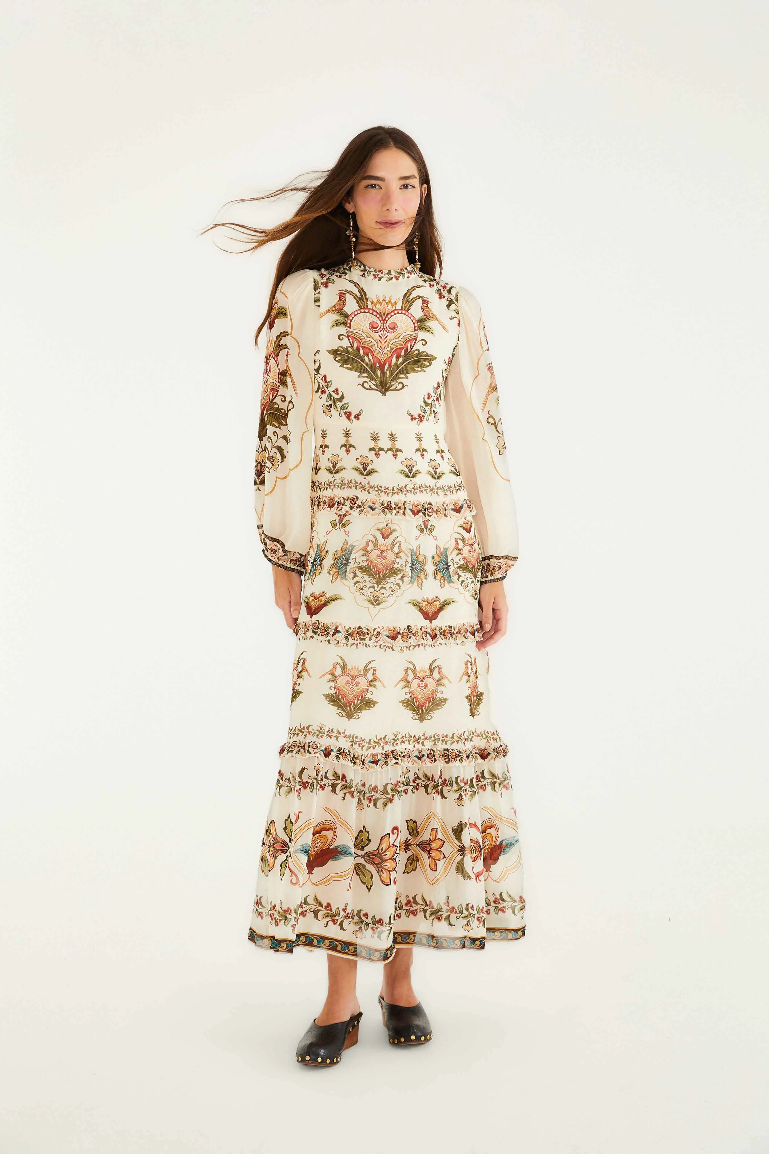 Cream Majestic Hearts Maxi Dress - 1