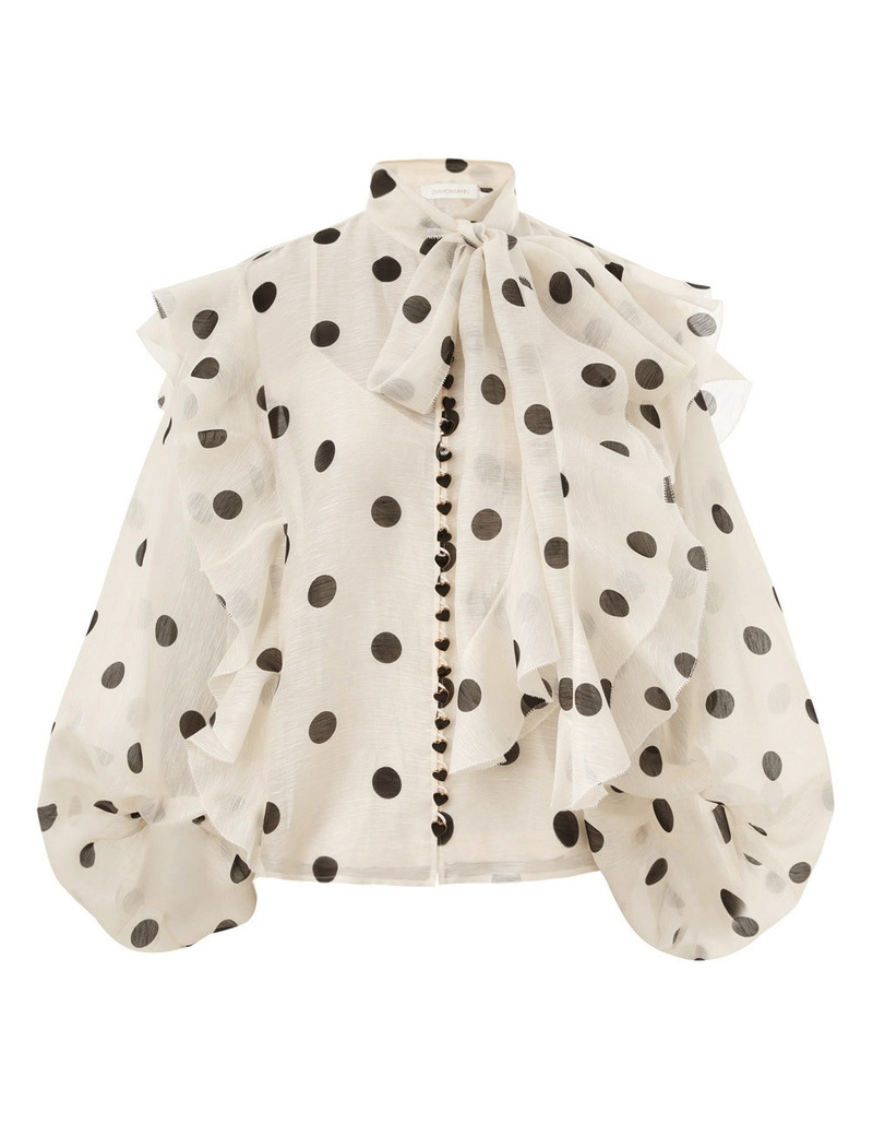 CRUSH TIE NECK RUFFLE 블라우스 1