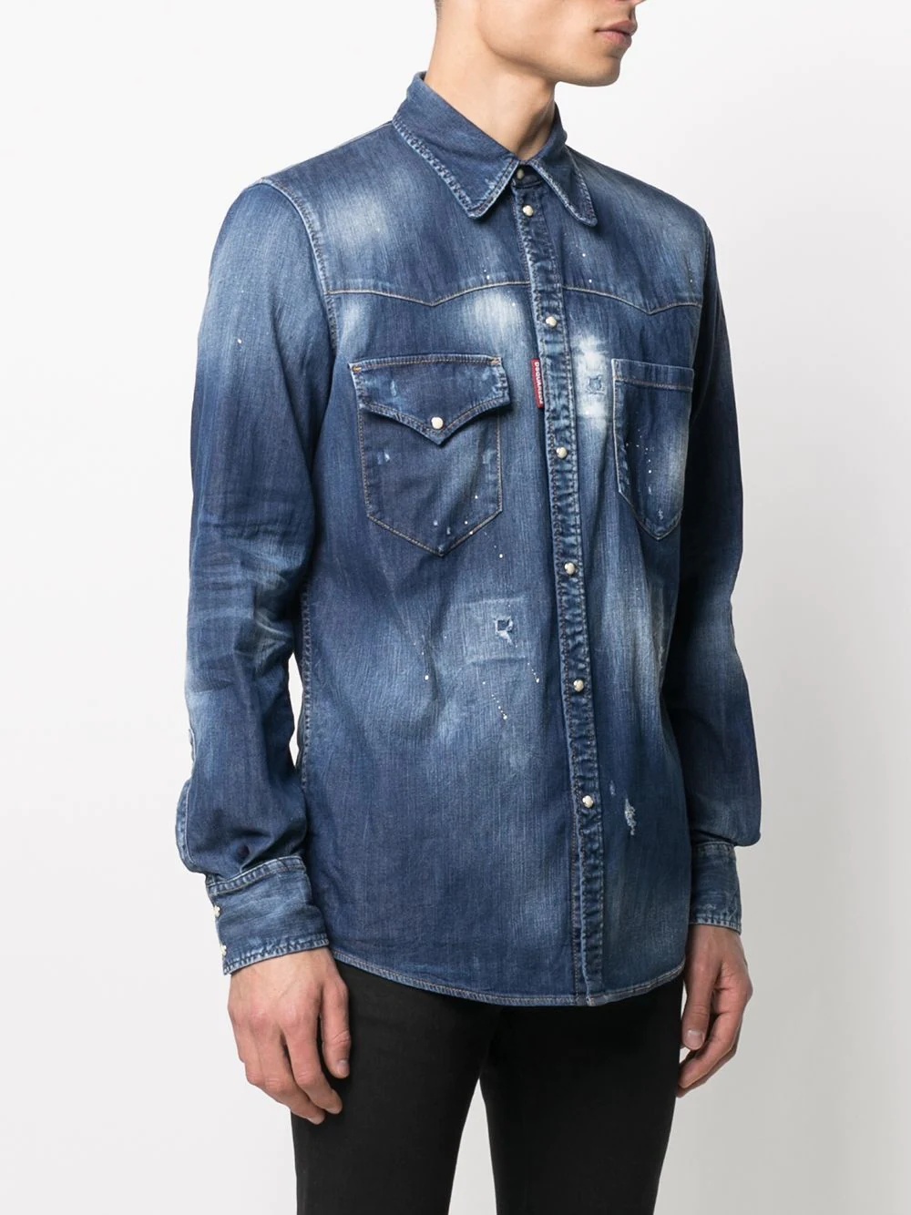 distressed details denim shirt - 3