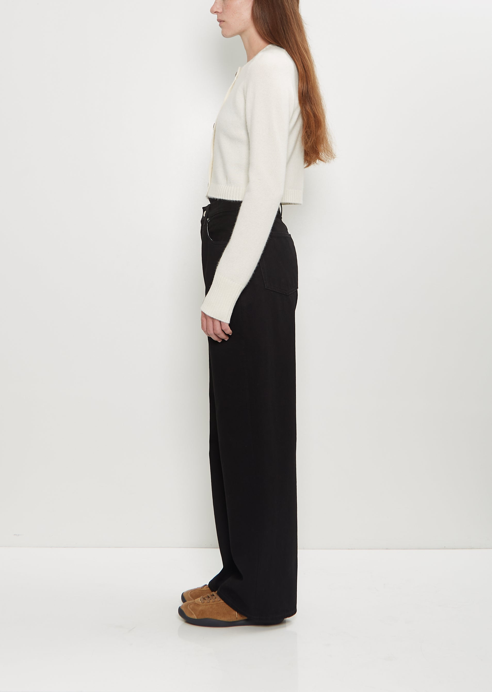 Zephir Cashmere Cropped Cardigan — Ivory - 2