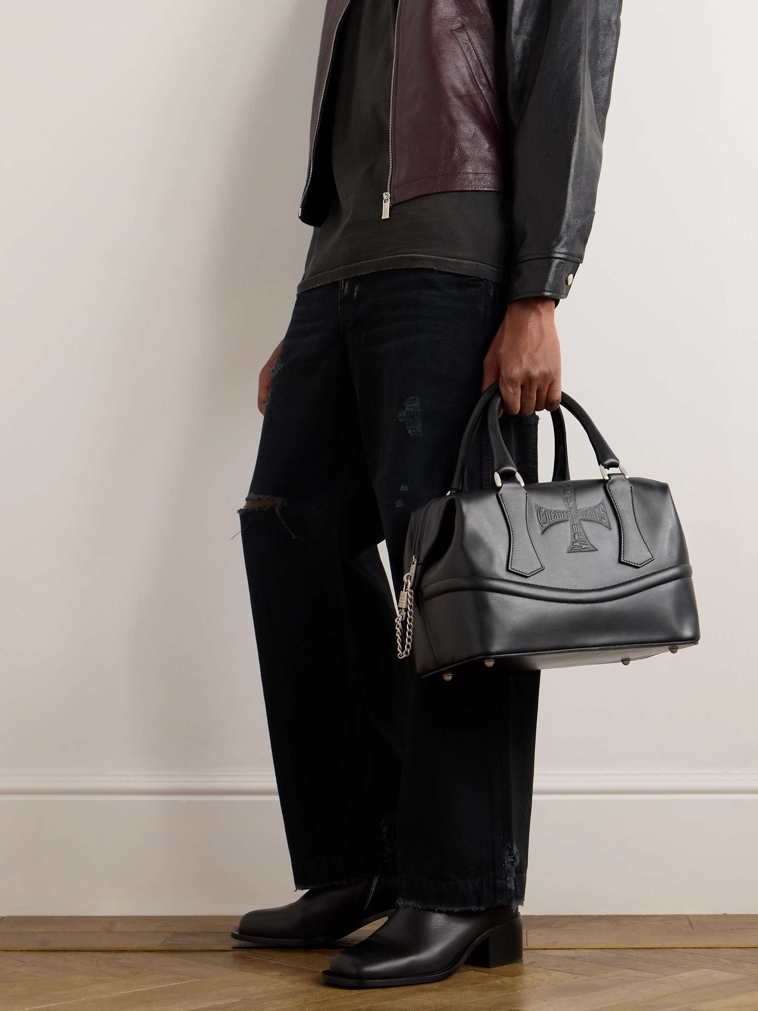 Logo-Embossed Leather Tote Bag - 2