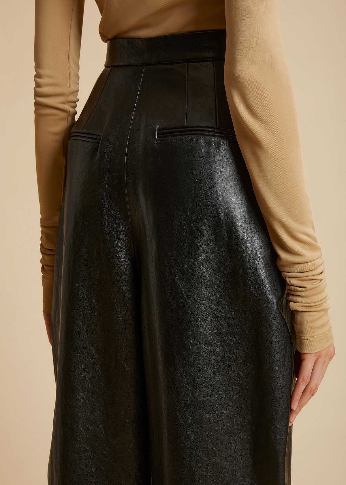 KHAITE The Ashford Pant in Black Leather