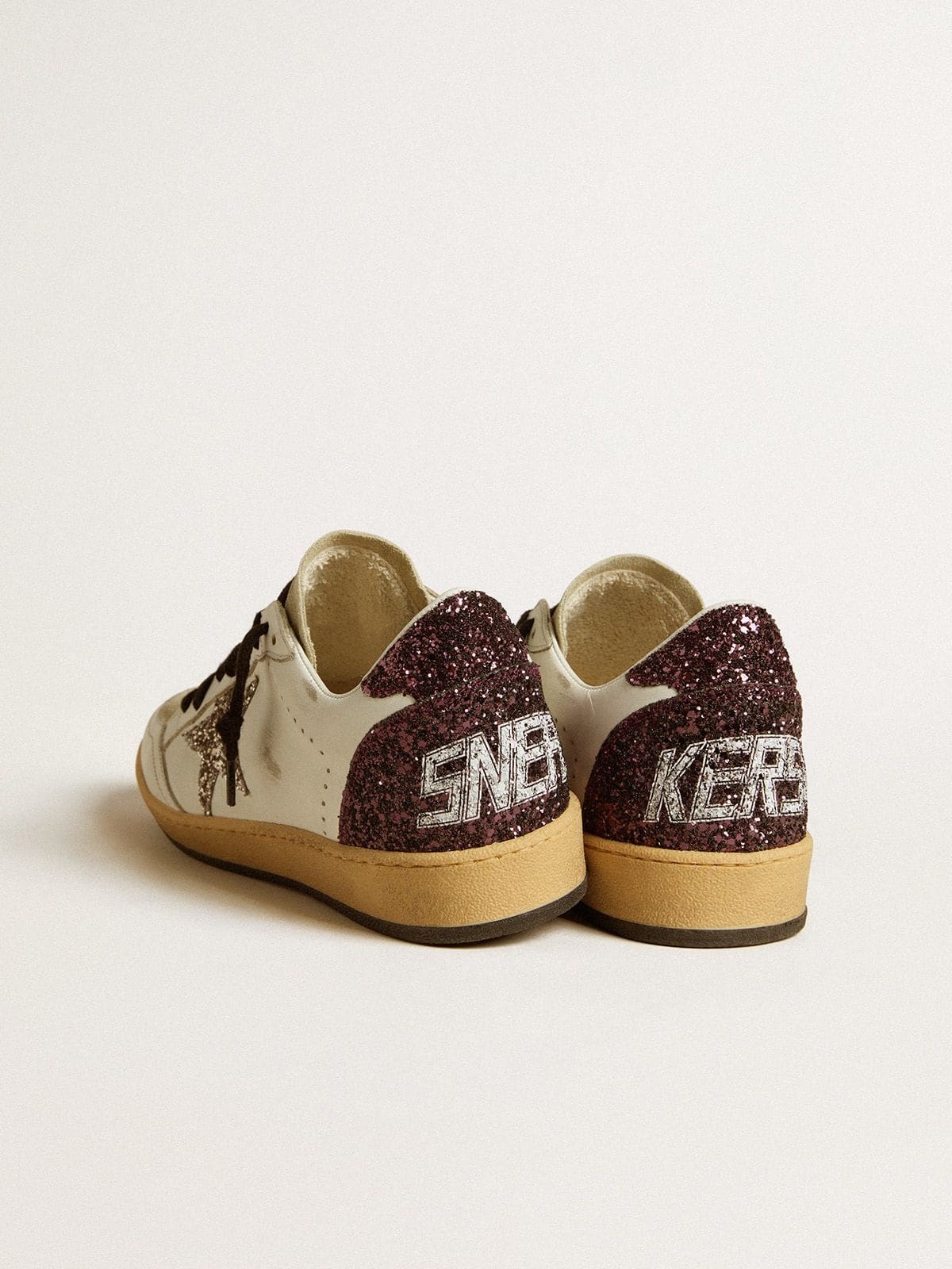 Women’s Ball Star in leather and suede with glitter star and heel tab - 4