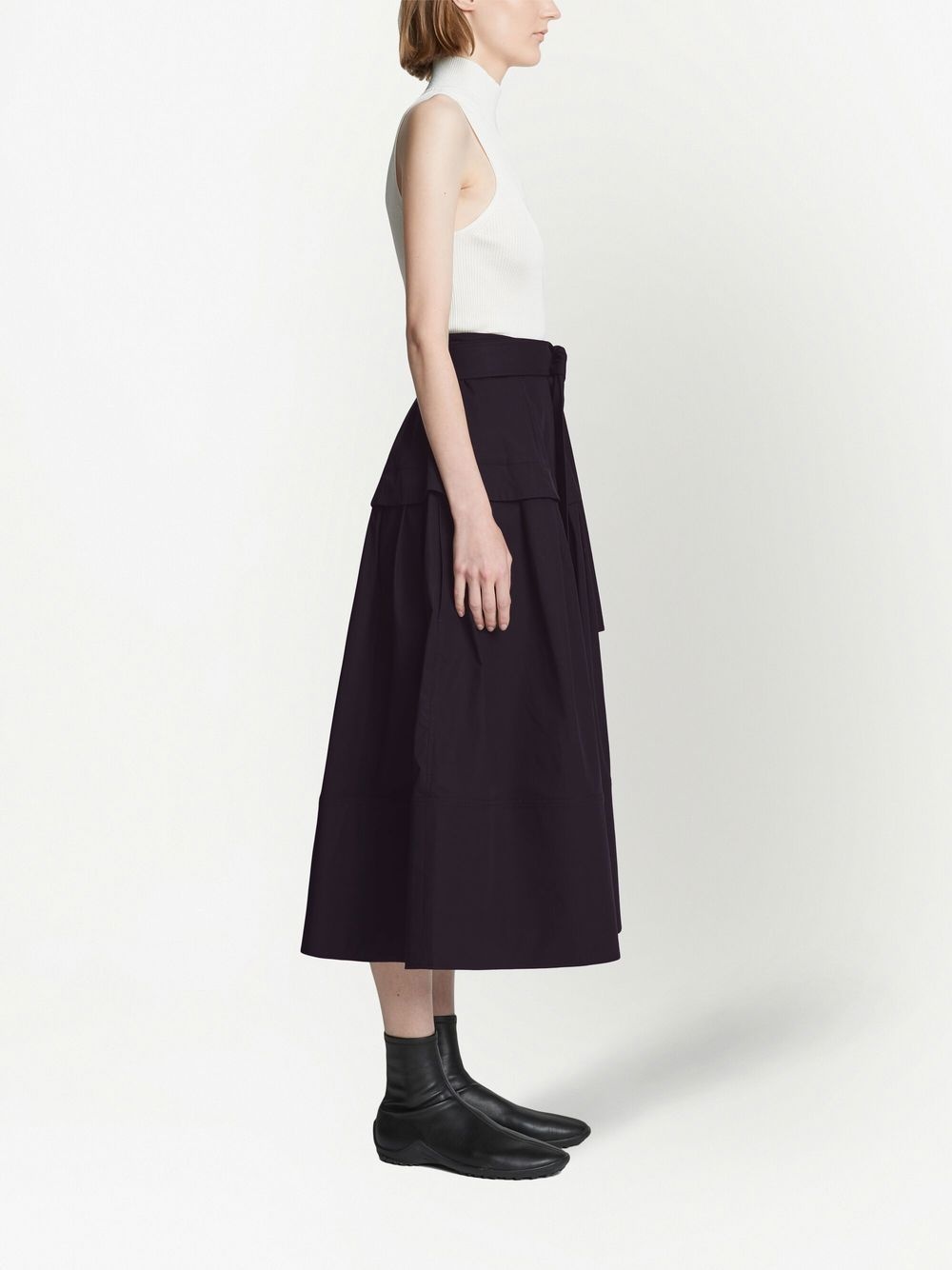 belted full-skirt midi skirt - 3