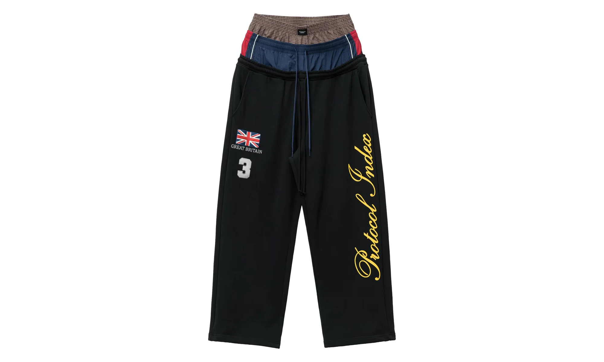 3 Layered Sweat Pants "Black" PI00044 - 1
