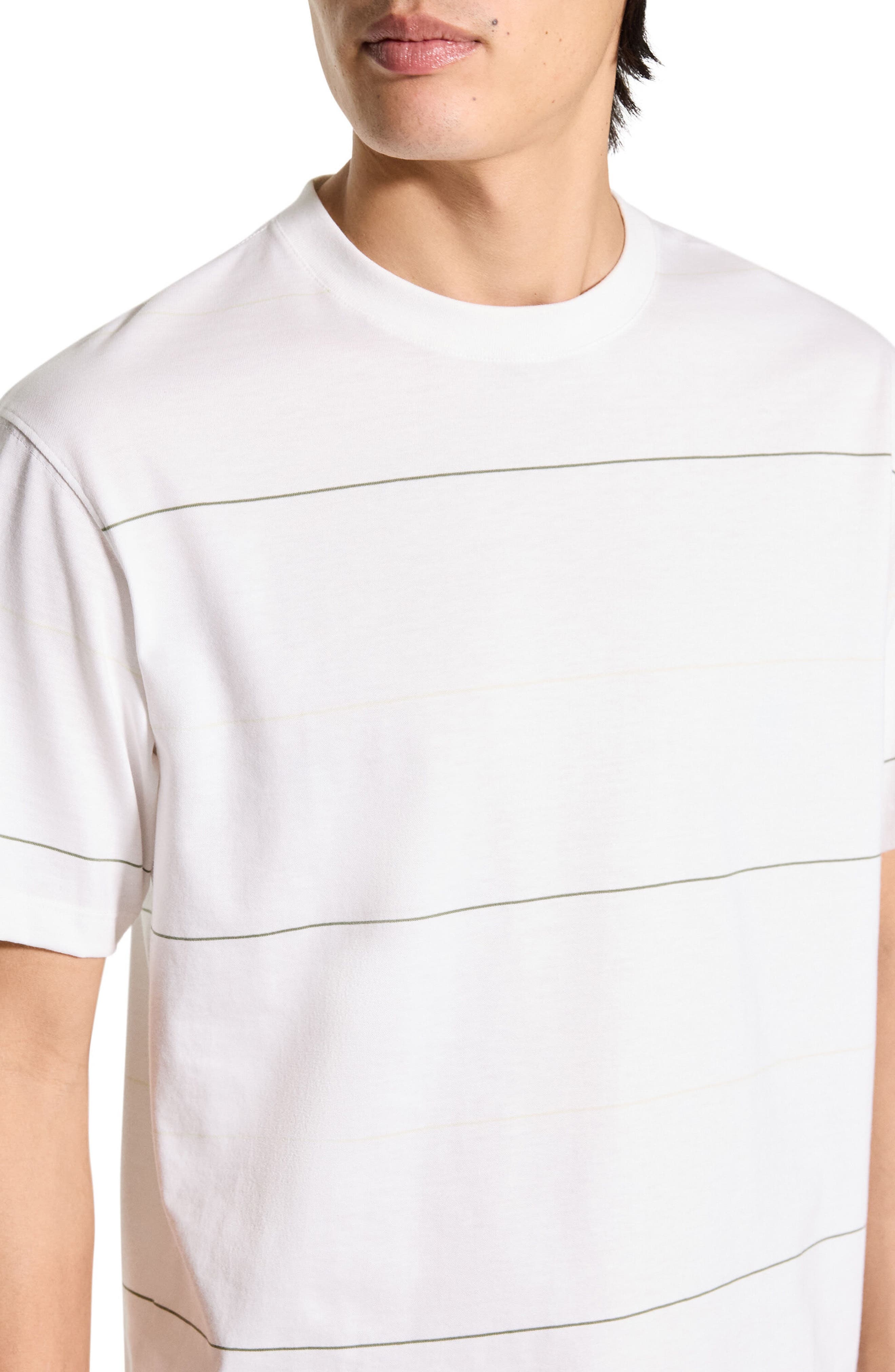 Theory Stripe Relaxed Pima Cotton T-Shirt in White Multi at Nordstrom - 4
