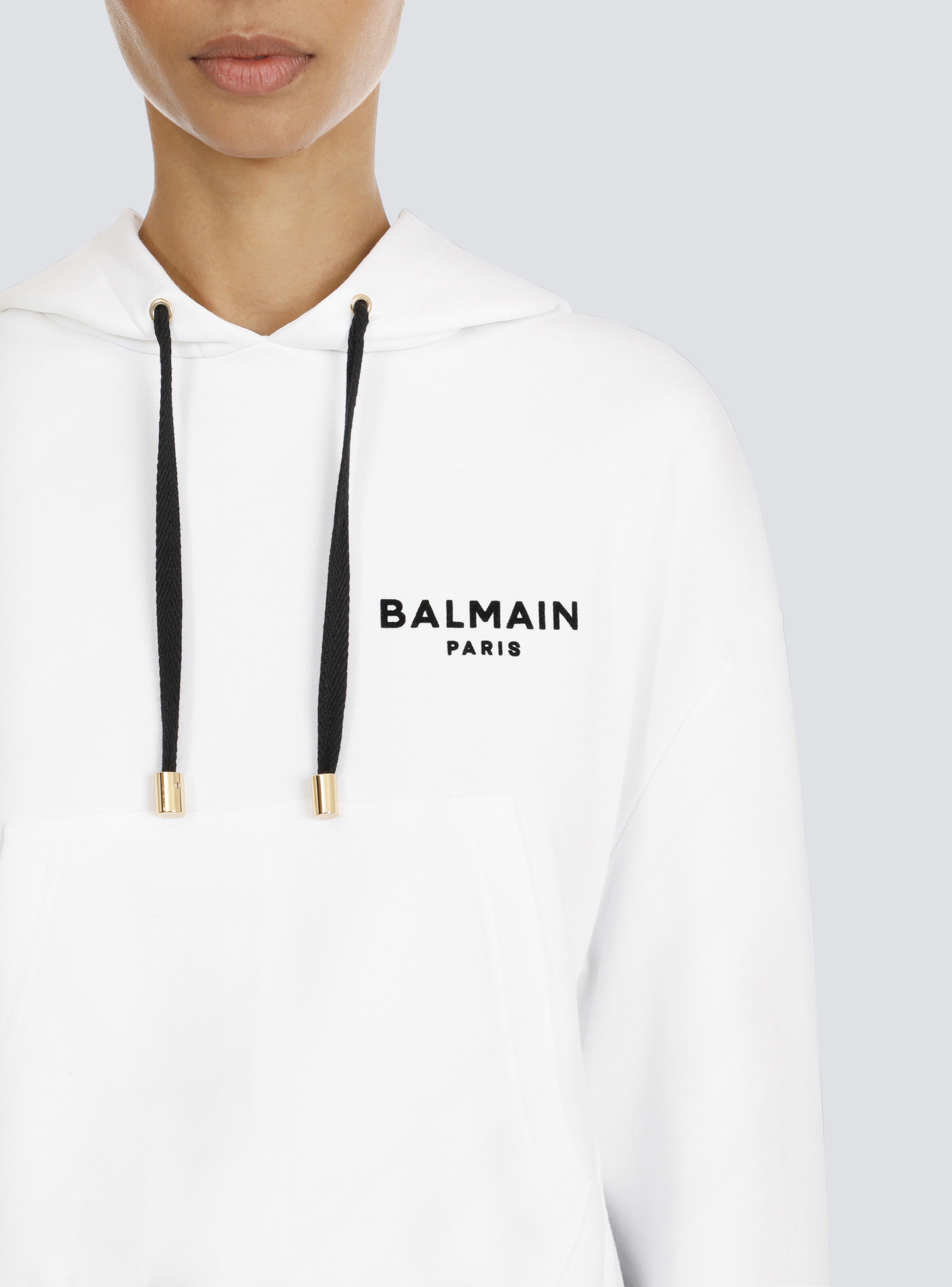 Eco-designed cotton sweatshirt with flocked Balmain logo - 7