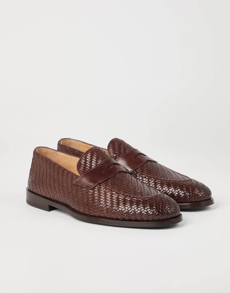 Braided calfskin penny loafers 1