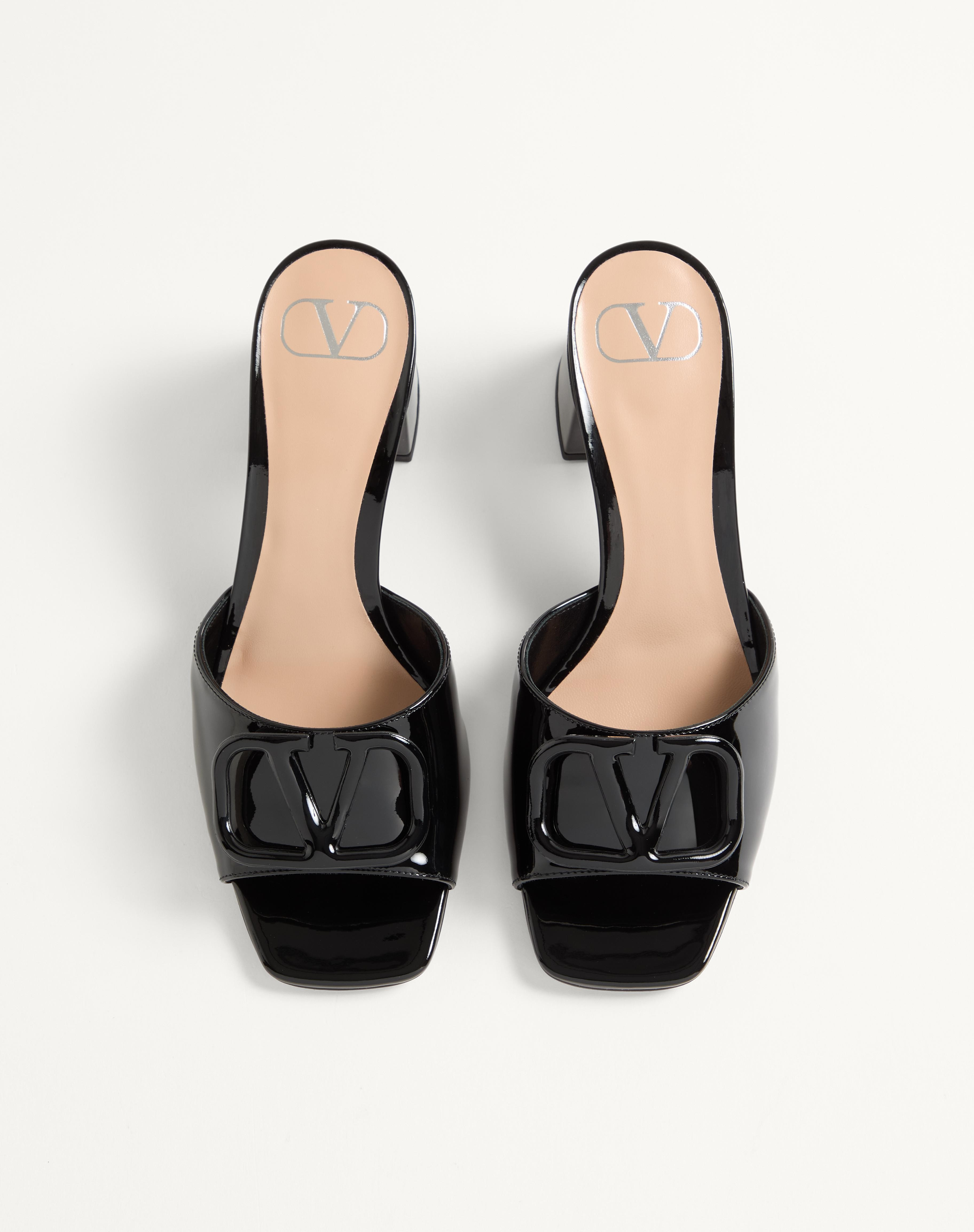 VLOGO SIGNATURE PATENT LEATHER SLIDE SANDAL 60MM - 4
