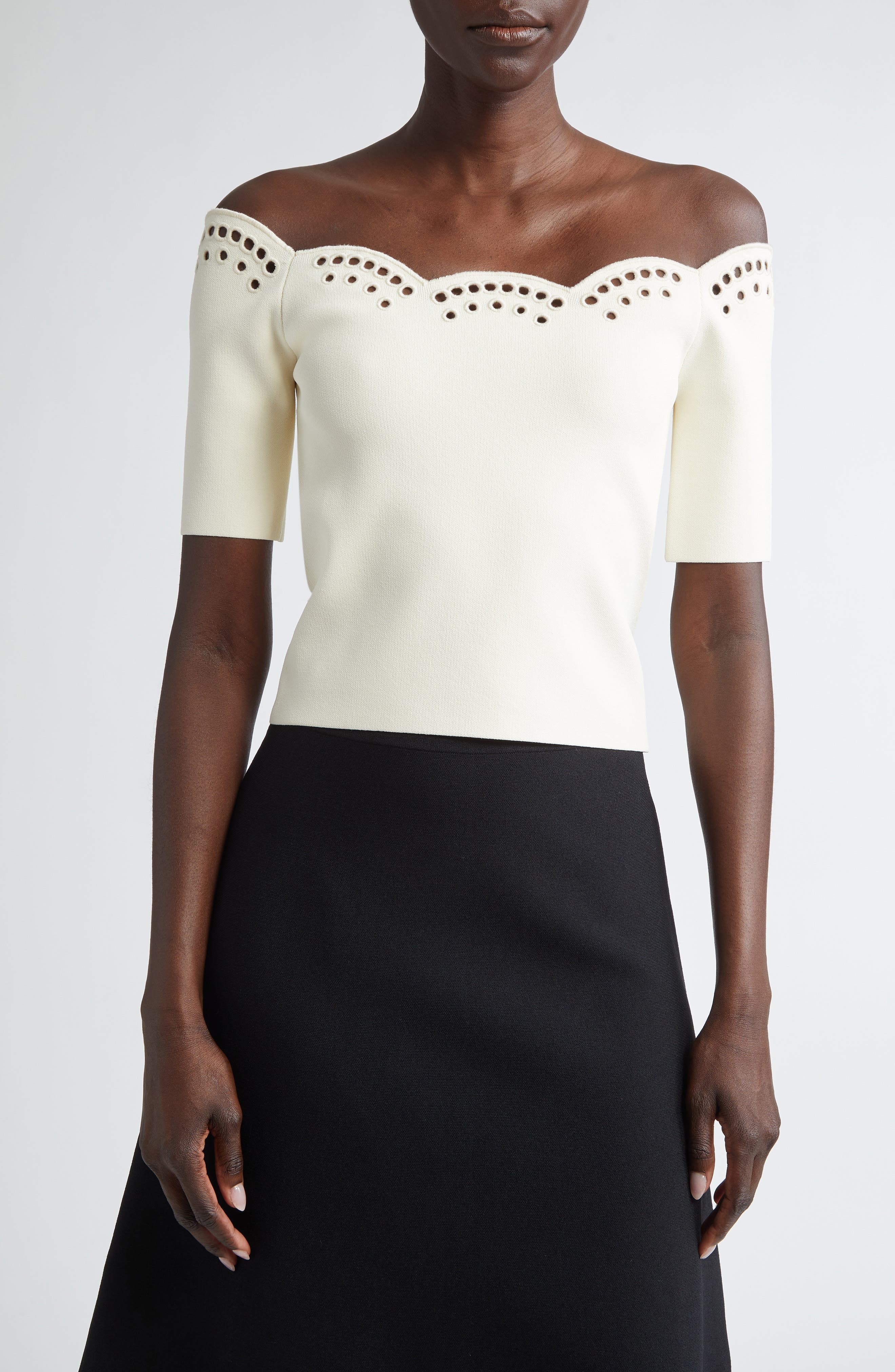 Altuzarra Posy Eyelet Embroidered Off the Shoulder Top in Ivory at Nordstrom - 1