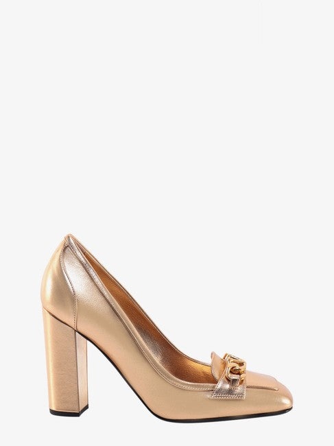 VALENTINO Gold Metallized Leather Dcollet Pumps - 3