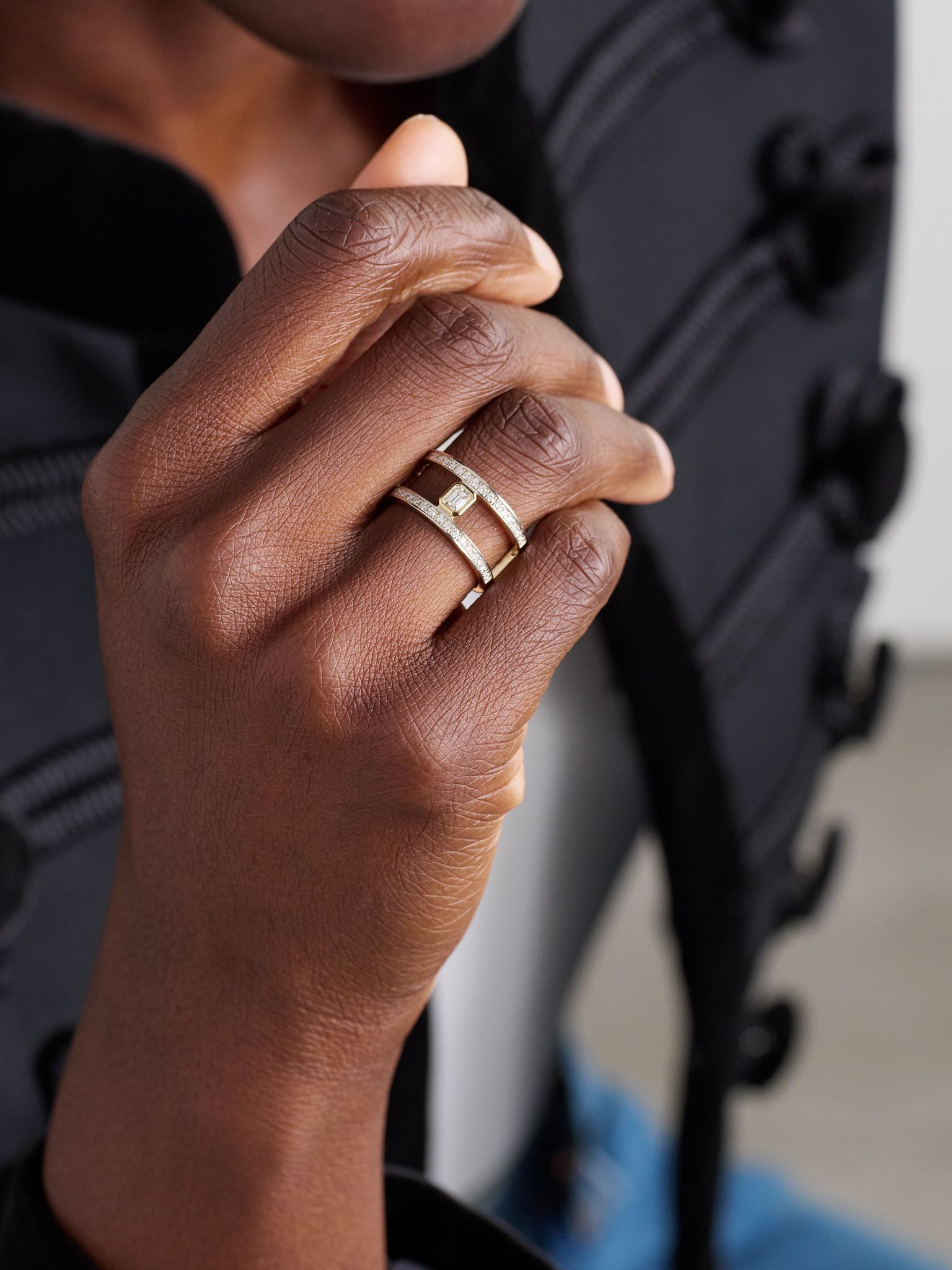 Le Double Barre 14-karat gold diamond ring Gold - 2