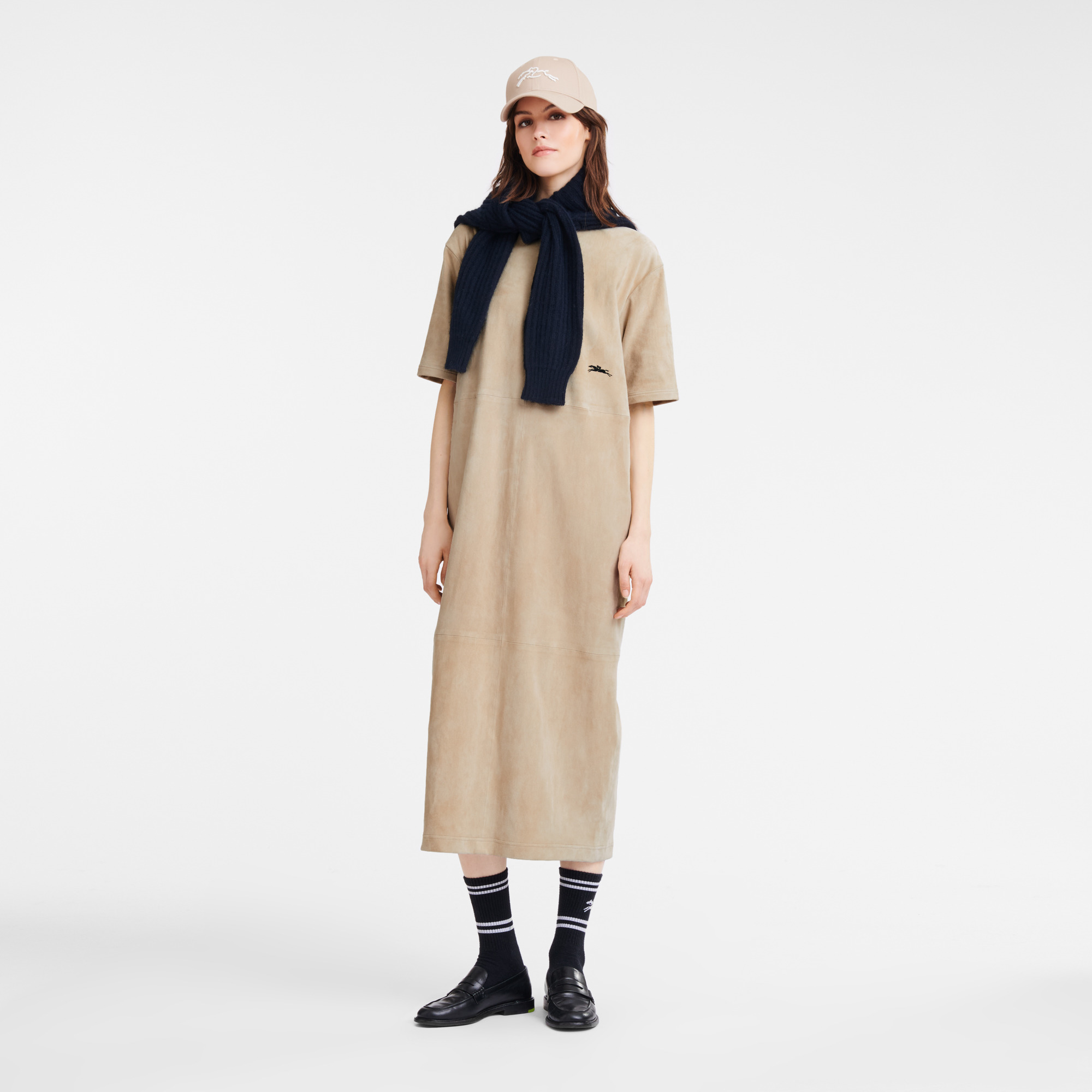 Leather long dress Linen - Velvet lambskin - 2