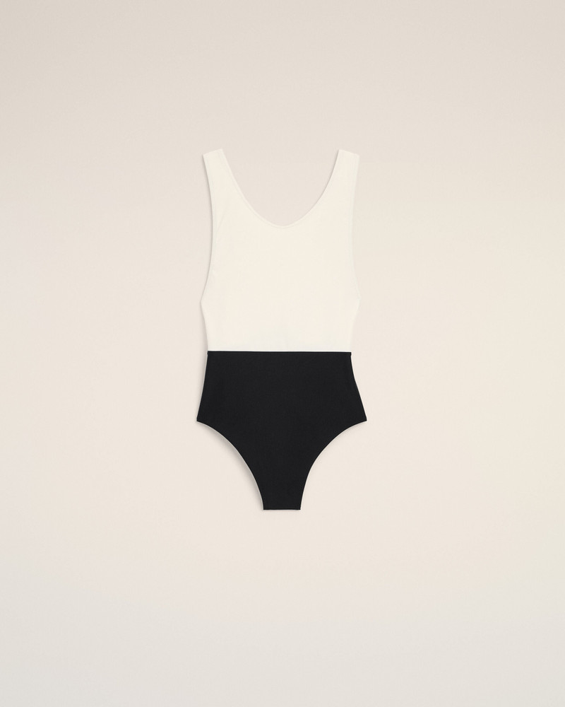 BLACK AND WHITE NYLON ONE PIECE SWIMSUIT 1