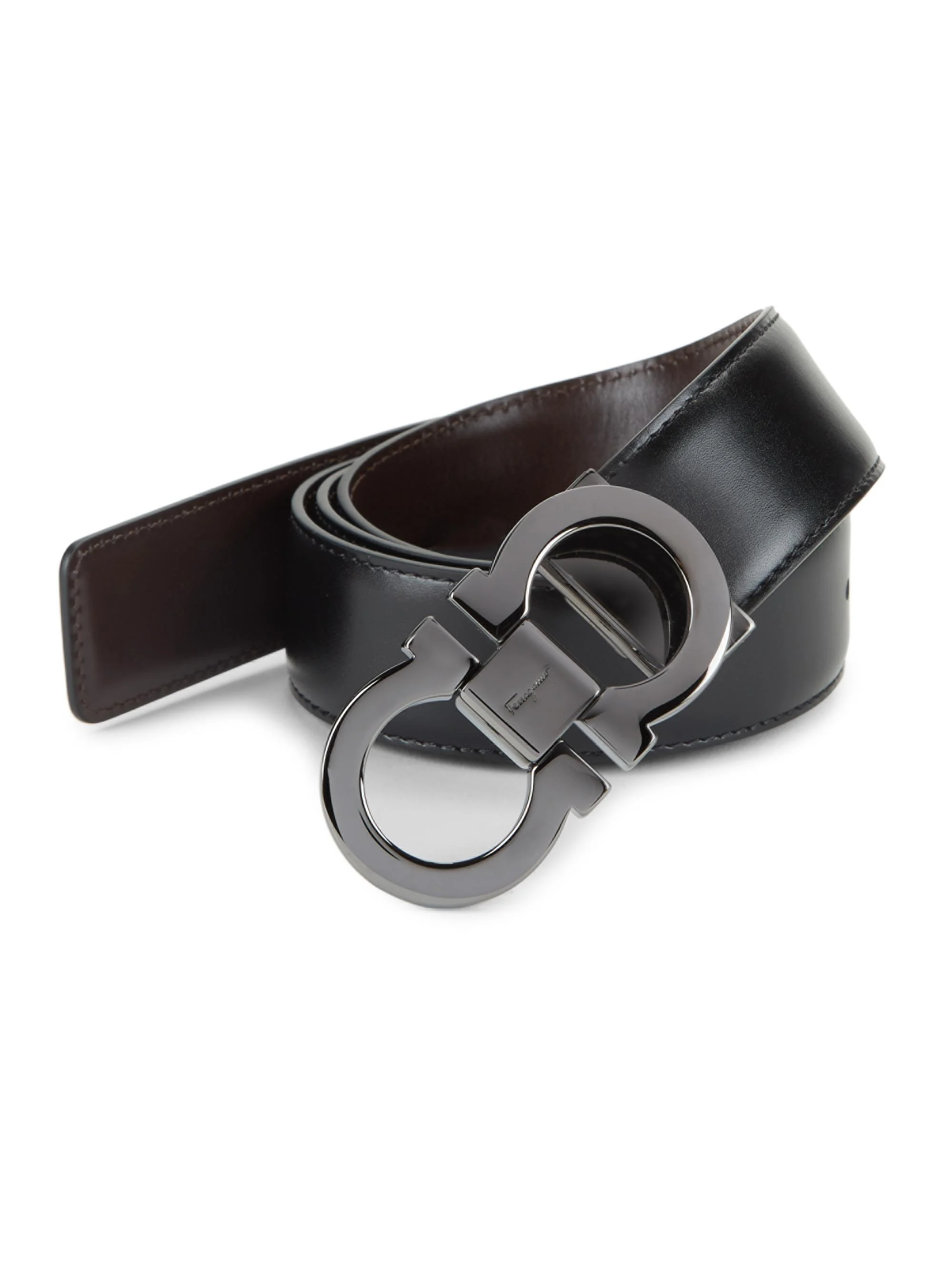Men's Gancini Buckle Adjustable Cut-to-Size Reversible Belt - Nero - 1