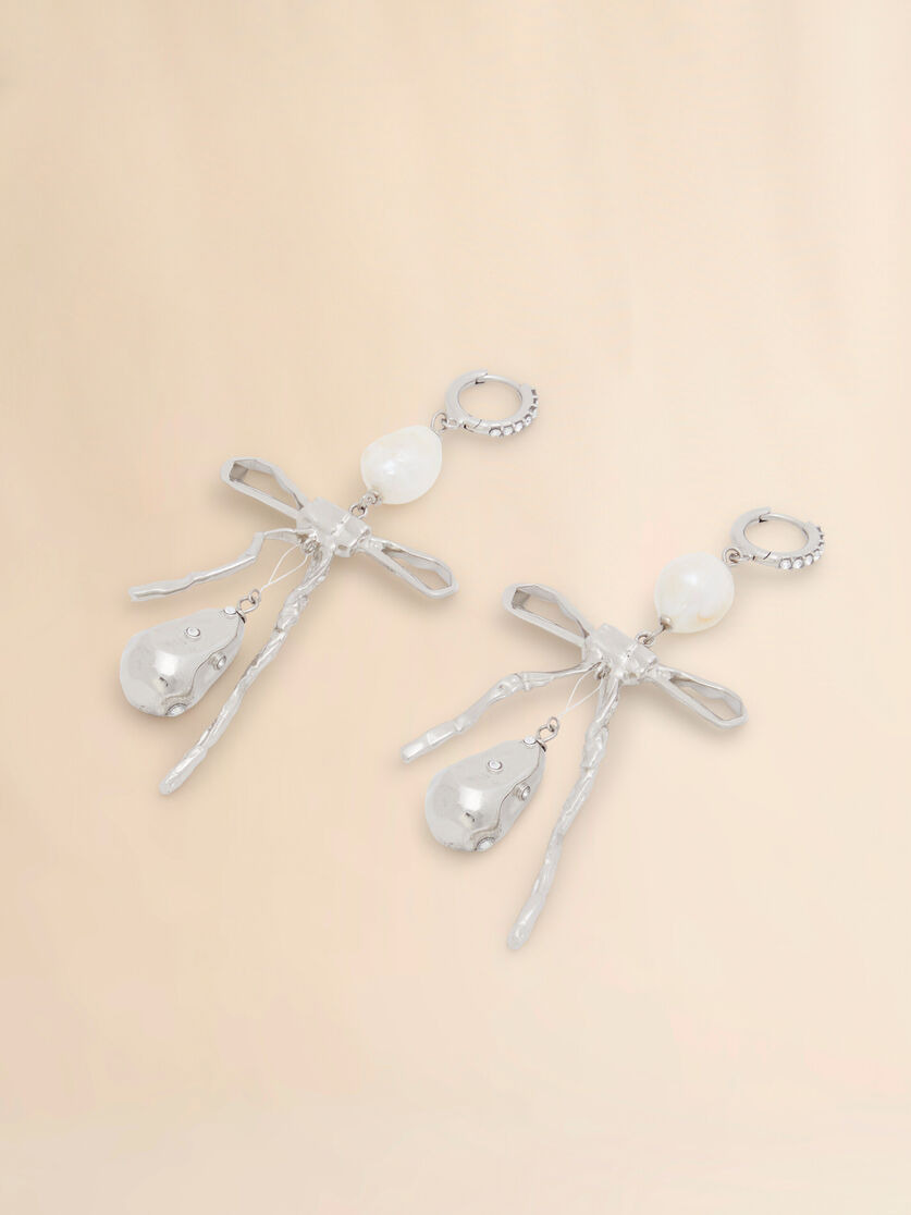 SILVER BOW DROP EARRINGS - 3